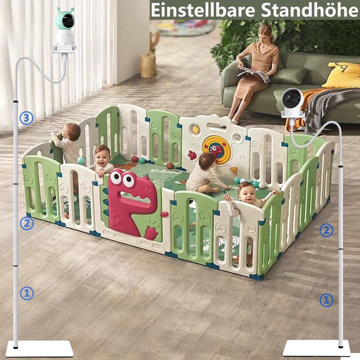 Derebir Baby Monitor Holder Stand for GHB, Philips Avent SCD923/26, SCD843/26, momcozy, Blemil, HelloBaby, Jeeber, BOIFUN 6T/Camera. Flexible floor multi-function stand Baby Monitor Holder Mount (68.8 inch)