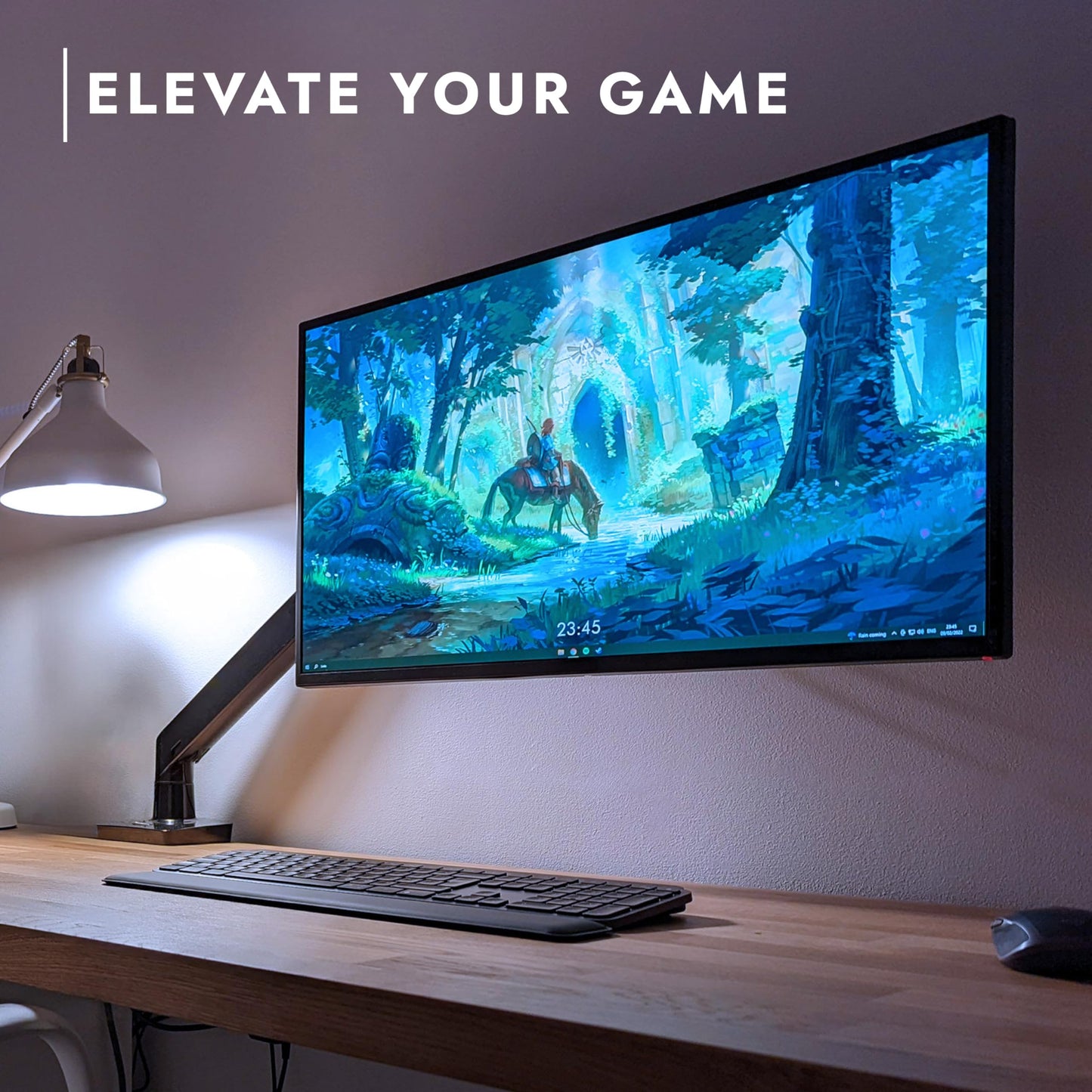 Invision monitor mount for 24-40 inch screens VESA 75-100 mm. Ergonomic, adjustable height, tilt, extendable. Supports 2-15 kg.