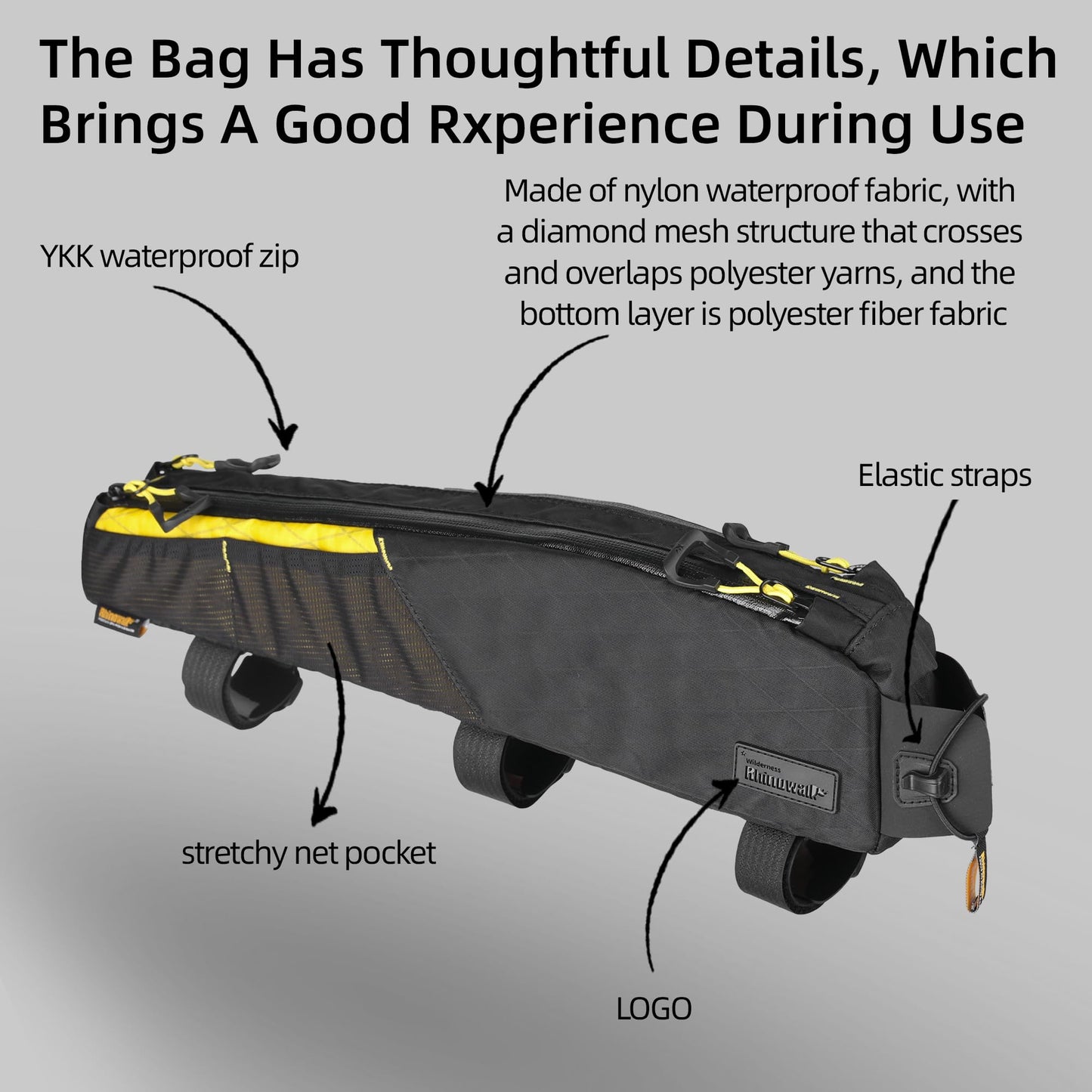Rhinowalk bike frame bag, waterproof tube bag, top tube bags, triangle bag, bicycle bag for mountain bikes, road bikes, bike accessories.