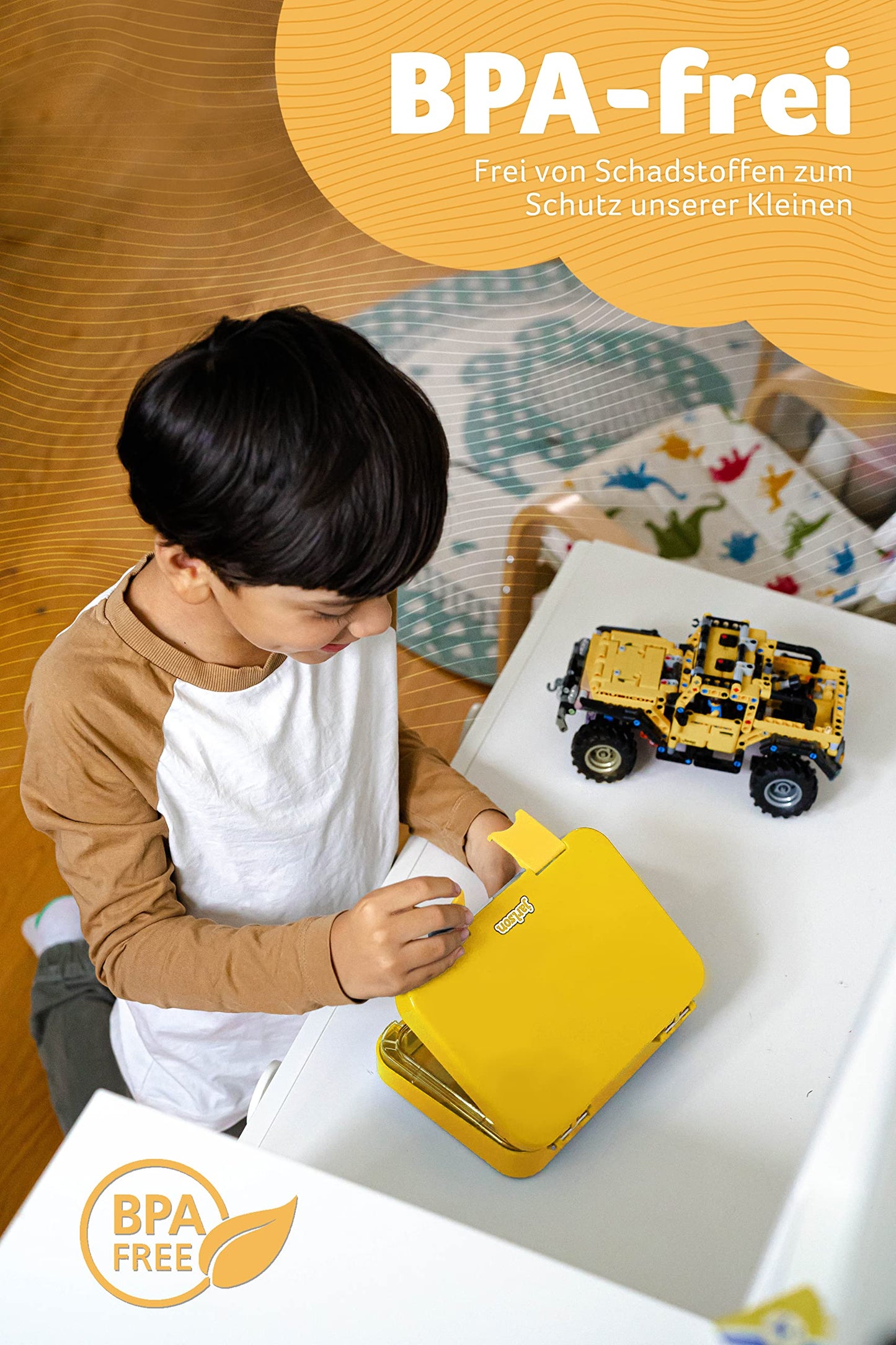 Jarlson® lunchbox for children with 6 compartments TONI - leak-proof bento box - snack box for kindergarten and school - girls and boys - | lunch box | snack box (yellow)