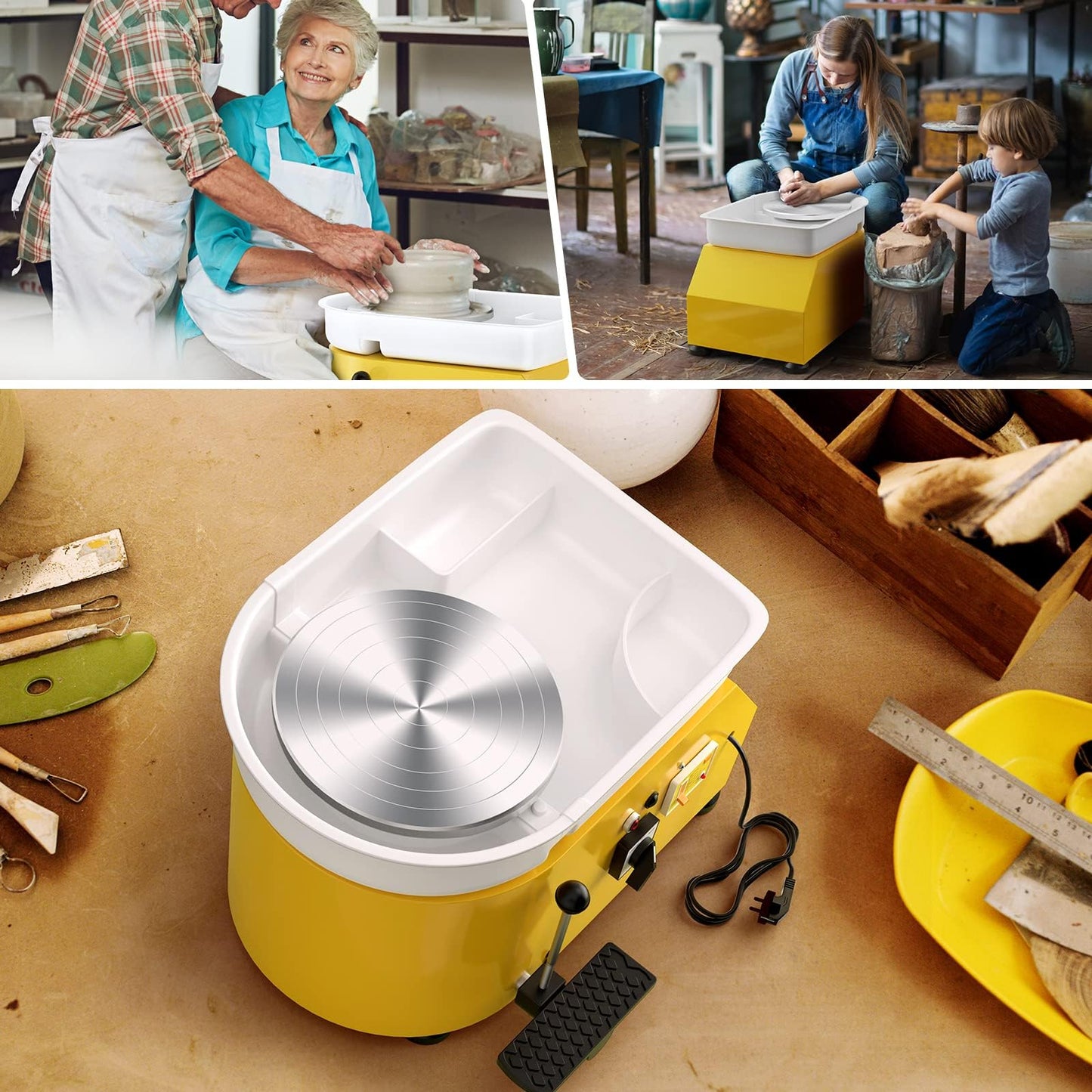 VAYOTOY Electric Pottery Wheel Machine 25CM 350W Ceramic Clay Machine Professional Pottery Wheel Molding Machine with Pottery Tools for Adults, Pottery Beginners, Pottery Studio