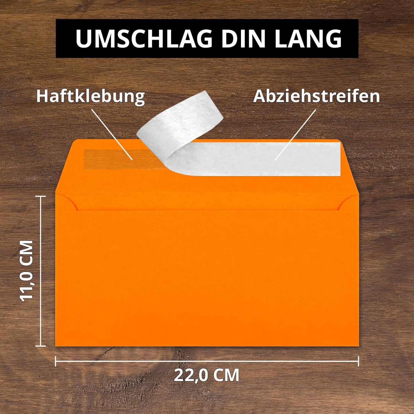 75 envelopes DL - Orange - 110 gsm - 4.3 x 8.7 inches - very sturdy - peel and seal adhesive - Quality brand: FarbenFroh by GUSTAV NEUSER