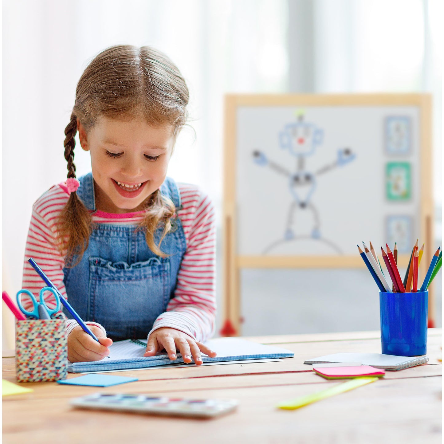 Relaxdays Kids Easel, adjustable height & magnetic, wood, whiteboard & chalkboard, 81-104 x 45 x 42 cm, natural