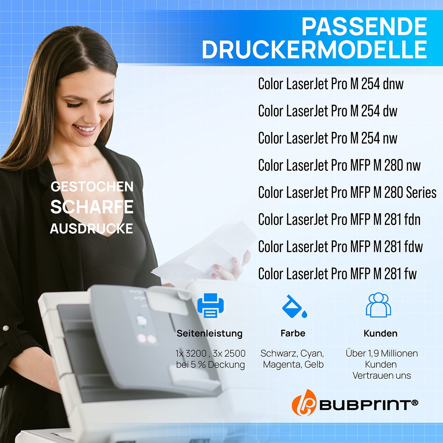 Bubprint 4-Pack toner compatible as replacement for HP 203x 203a HP Color Laserjet Pro MFP M281fdw M254dw M254nw M254dnw M280nw M281fdn M281fw, m281fdw toner