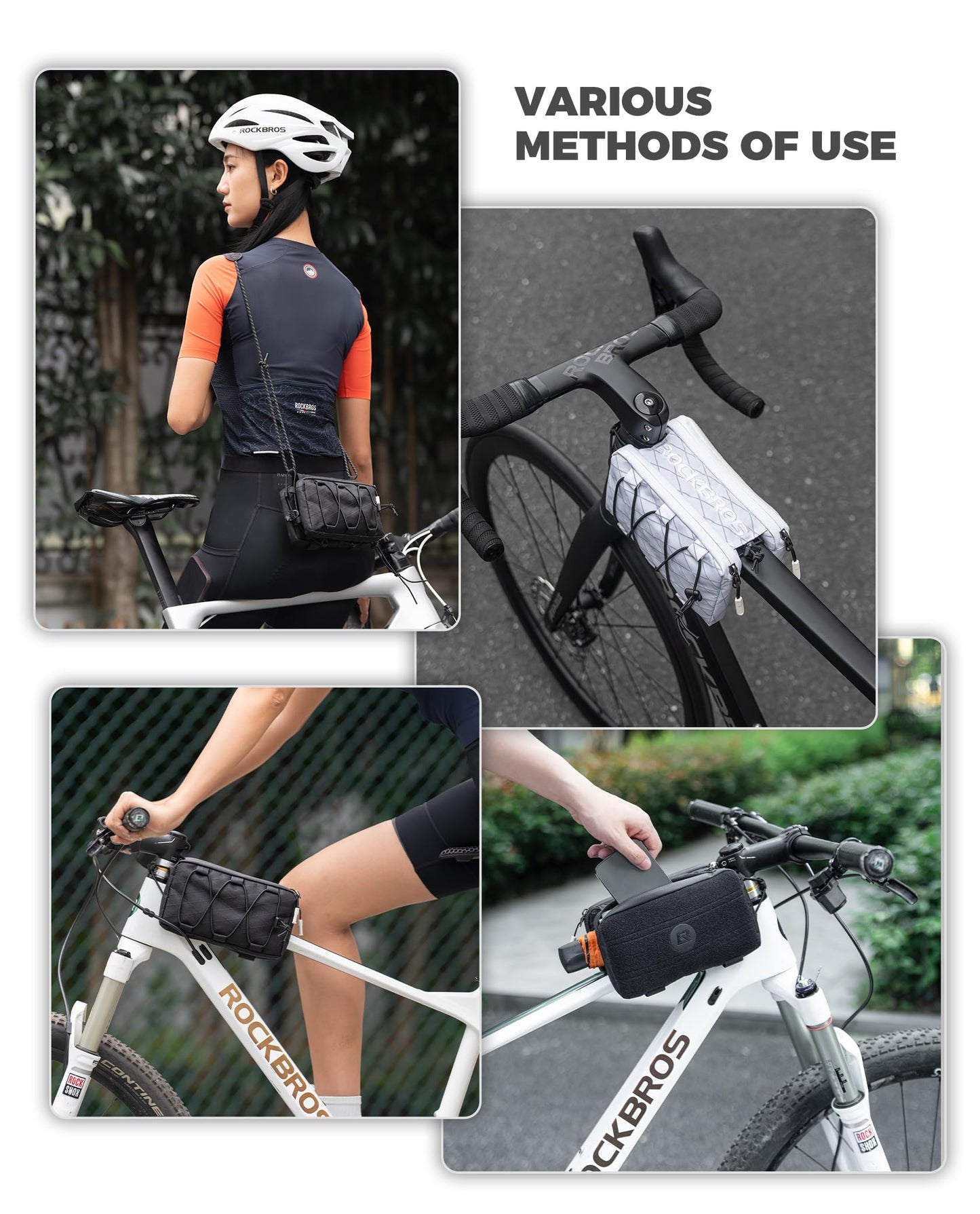 ROCKBROS Bike Frame Bag Bicycle Storage Bag with Shoulder Strap Top Tube Bag 6 Color Road Bike, MTB