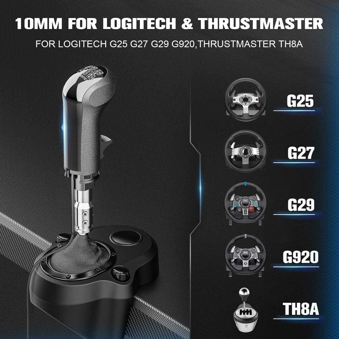 Aikeec USB Shifter Knob, 18 speed gear shift knob for Euro Truck Simulator 2 ATS ETS2, Truck Driver gear shift knob for Logitech G29 G27 G25 G920 G923 THRUST MASTER TH8A - Black
