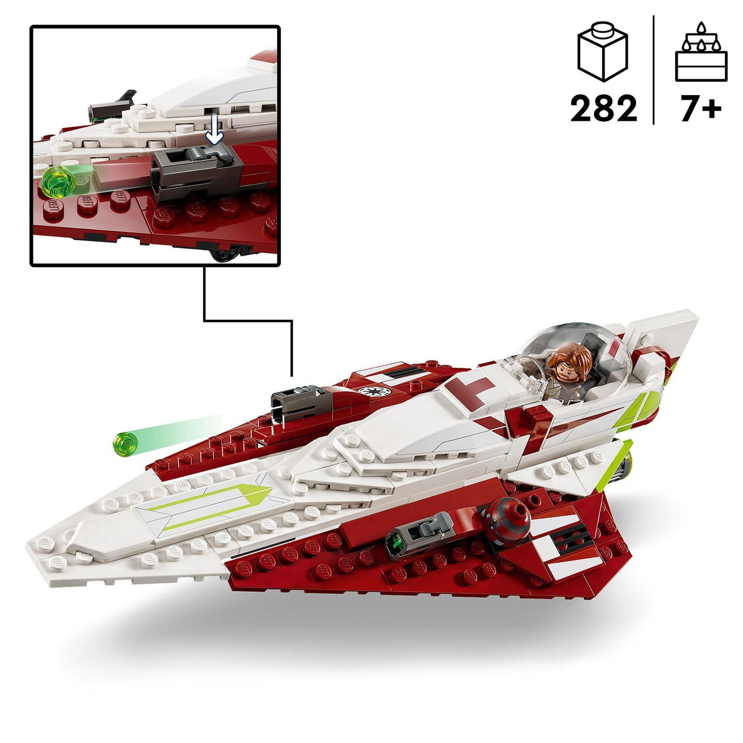 LEGO Star Wars Obi-Wan Kenobi's Jedi Starfighter, buildable toy with Tauntaun and Star Wars Clone Trooper & Battle Droid Battle Pack, kids toy with buildable Speeder Bike.