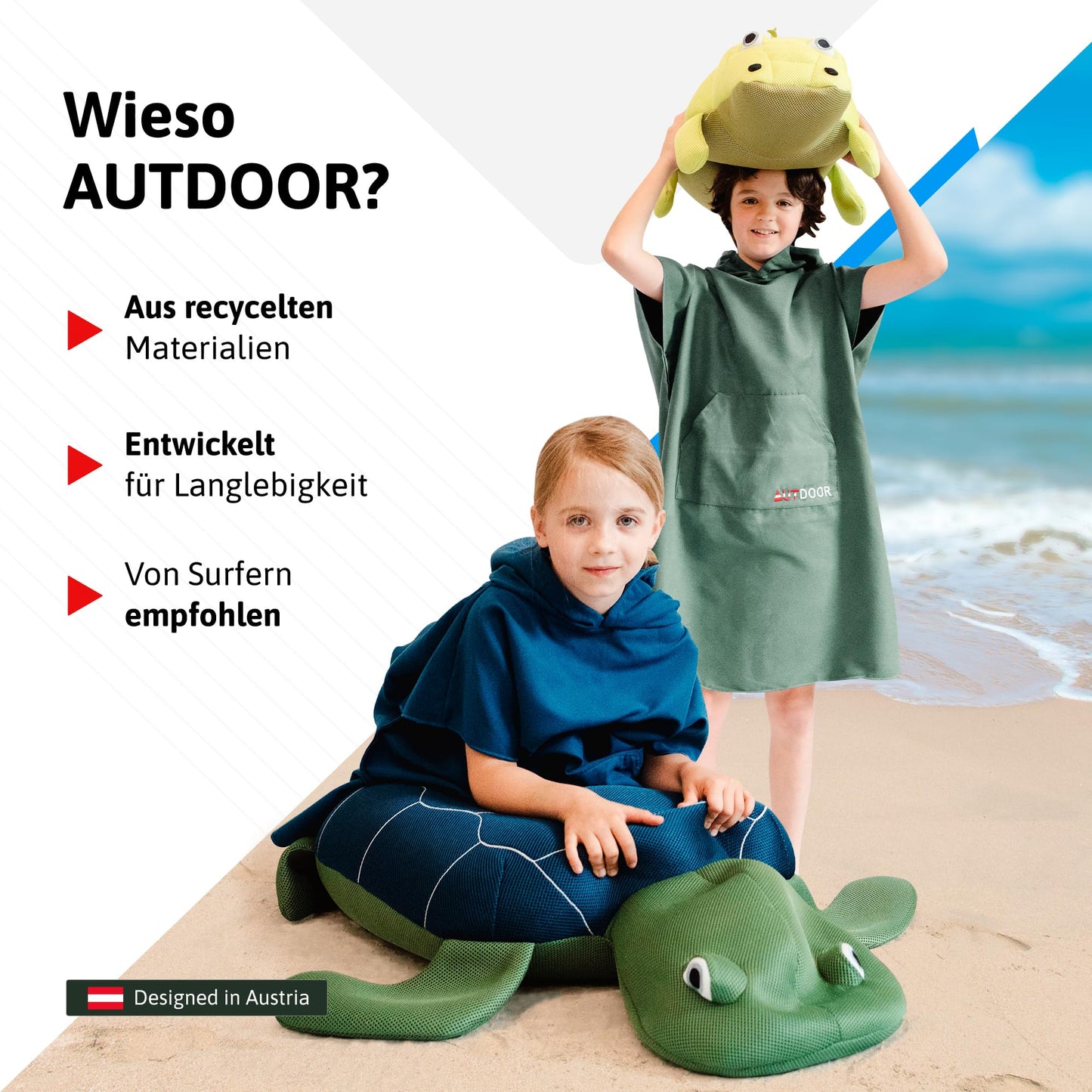 AUTDOOR® Microfiber Changing Towel for Women & Men - sustainable, made from 100% recycled PET bottles - perfect for changing at the beach or for water sports - quick-drying & compact (Green, Kids)