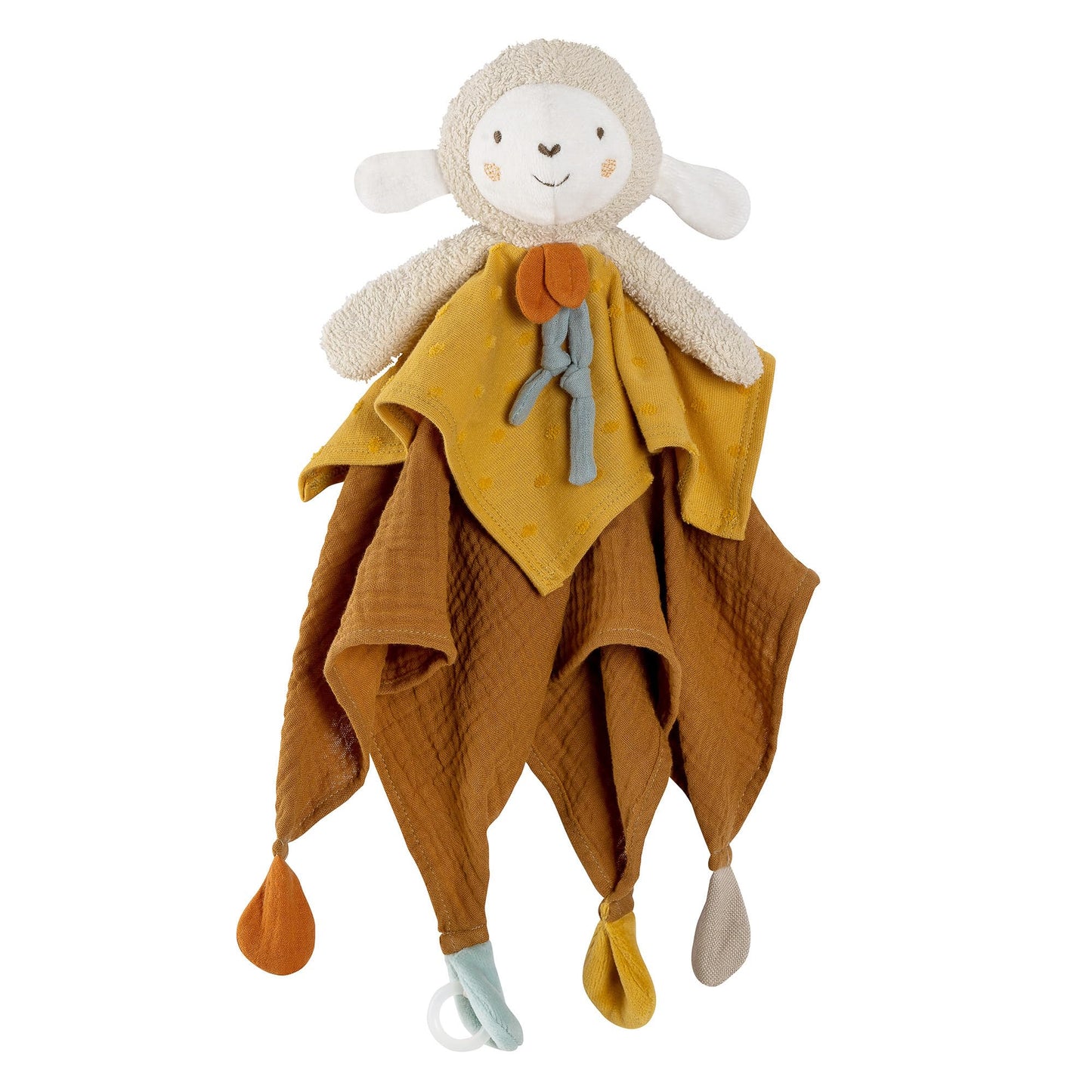 Fehn Cuddly Blanket Sheep fehnNATURE - Playmate & Fabric Snuggle Blanket made of organic cotton - with pacifier attachment - for babies & toddlers from 0+ months