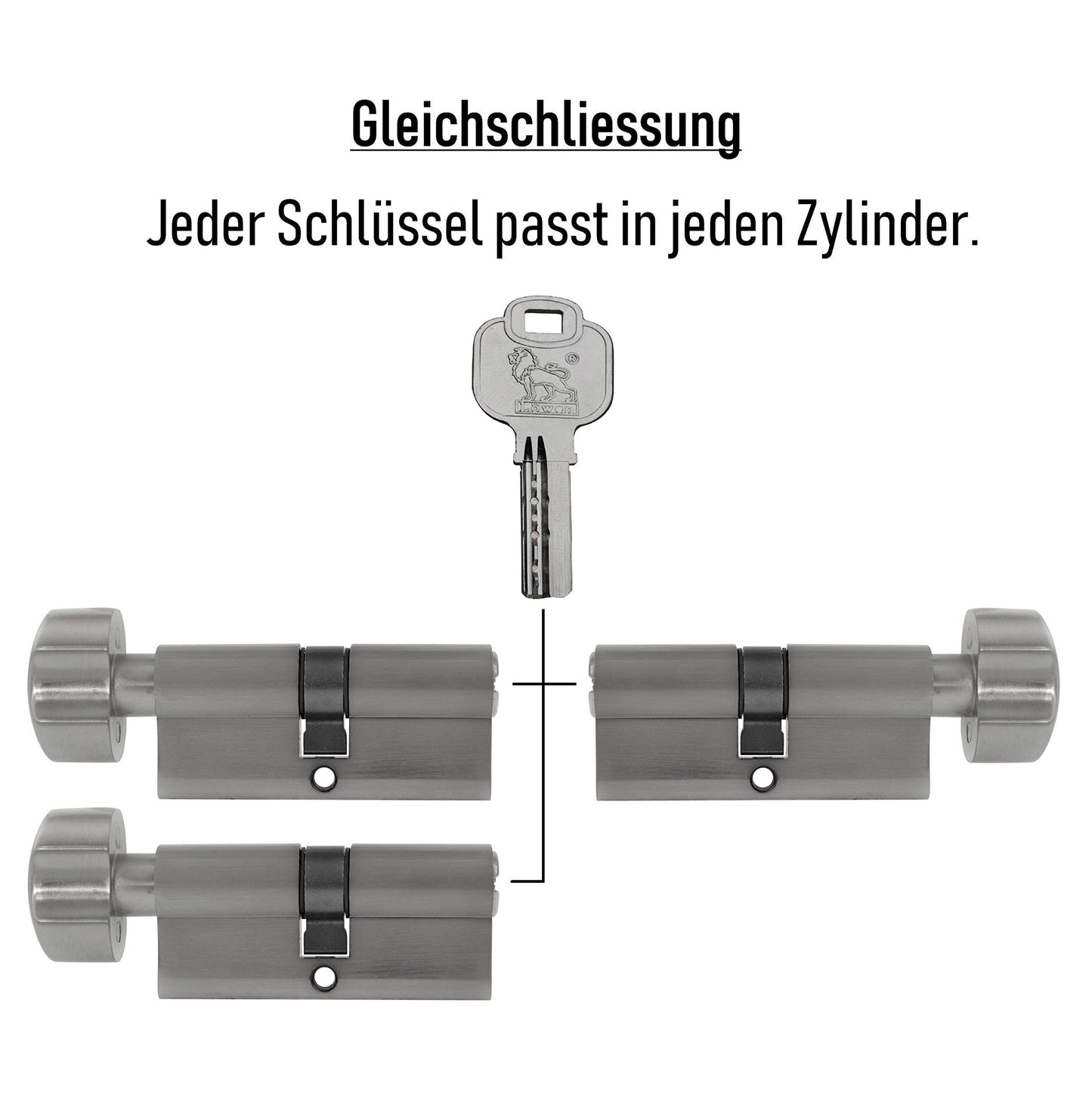 3x Euro Cylinder Lock 90 mm 45/45 keyed alike including 15 keys.