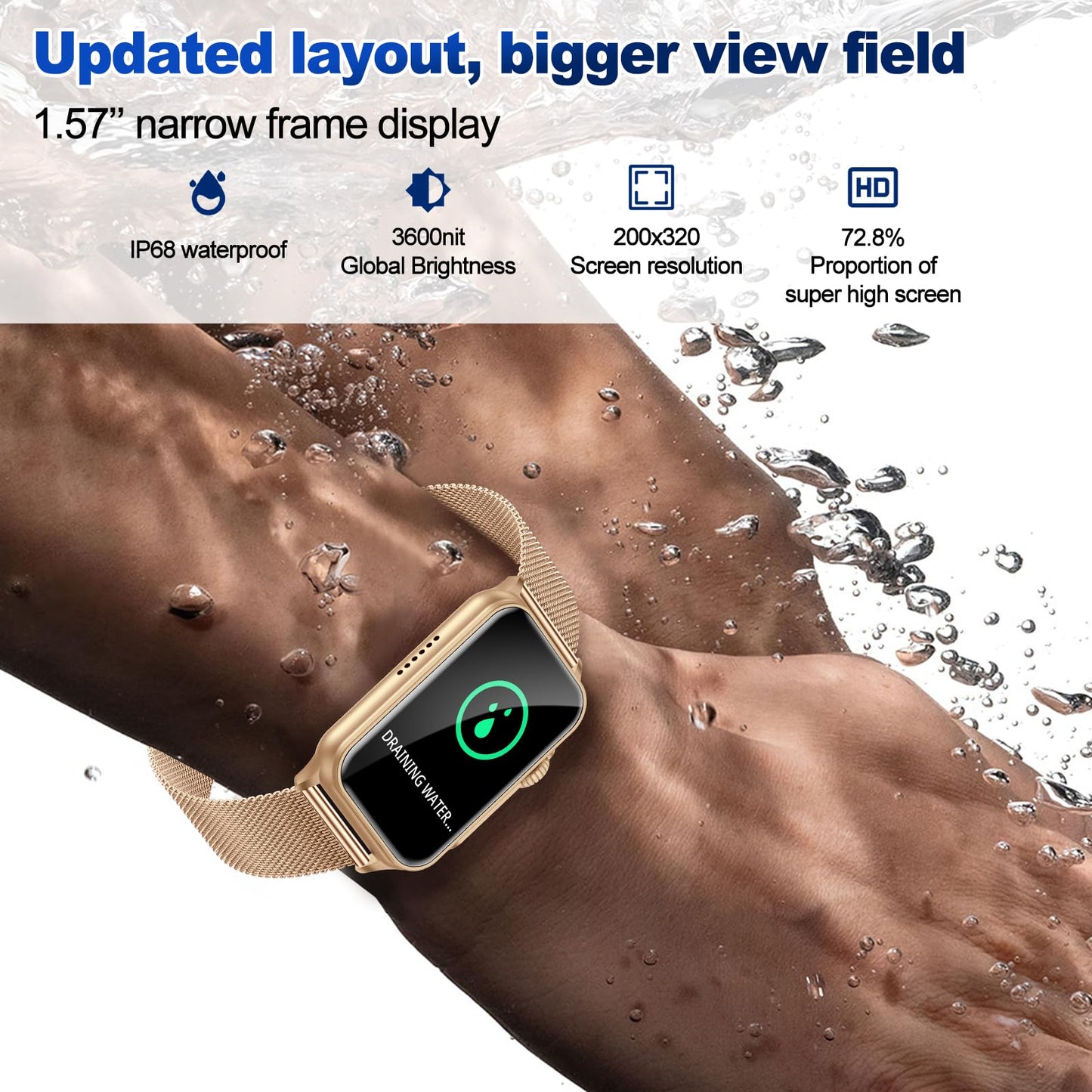 Ruopoem smartwatch for women with phone function 1.57 inch ladies fitness watch with 130 sports modes AI Voice IP68 waterproof pedometer SpO2 heart rate monitor sleep tracker wristwatch Bluetooth for Android iOS