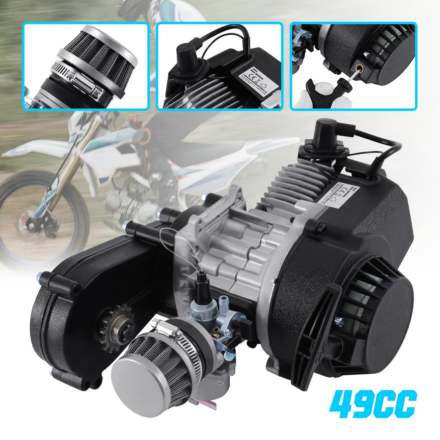 49cc 50cc 2 Stroke Engine Mini Engine Pocket Bike Engine for Dirt Bike Quad Pocket Bike