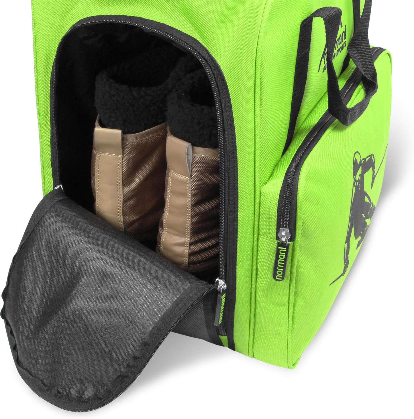 Normani ski boot bag with separate helmet compartment and backpack function Alpine DEPO color Lime