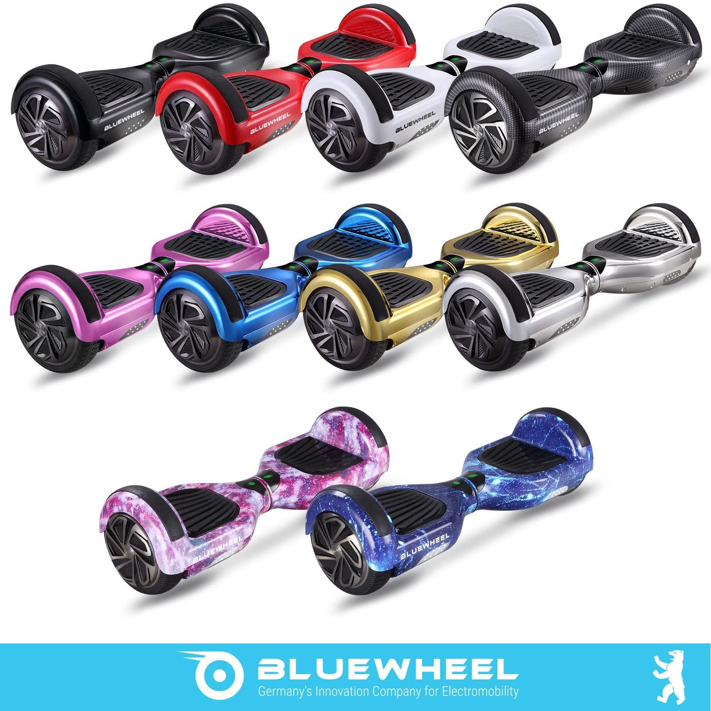 6.5" Premium Hoverboard Bluewheel HX310s - German quality company - Children's safety mode & app - Bluetooth speaker - strong dual motor - LED - Electric skateboard self-balance scooter