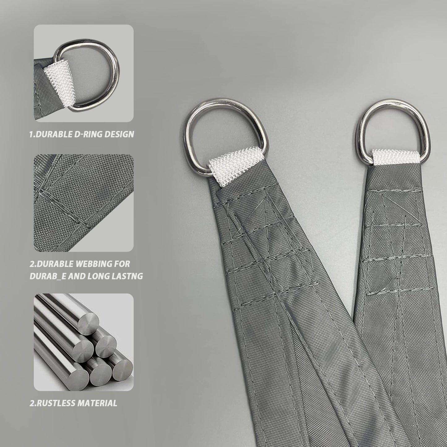 IOAOI triangular sun shade 3 x 4 x 5m, waterproof sun protection sun shade right triangle, 95% UV protection, including fastening ropes for balcony terrace garden (color: grey)