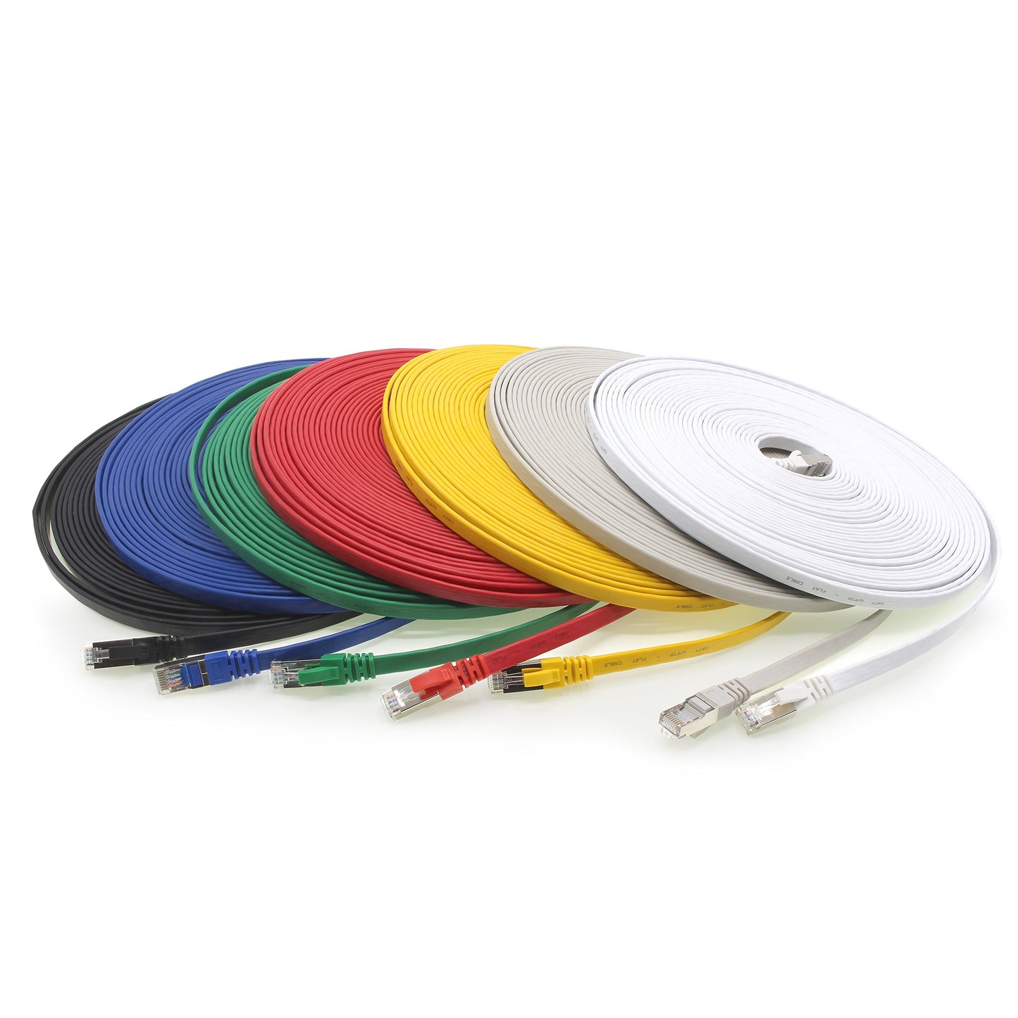 3.0m - 7 colors - 7 pieces CAT.7 Gigabit Ethernet LAN flat cable (RJ45) network cable raw cable (10Gbit/s) installation cable flat slim compatible with Cat.5 - Cat.5e - Cat.6.