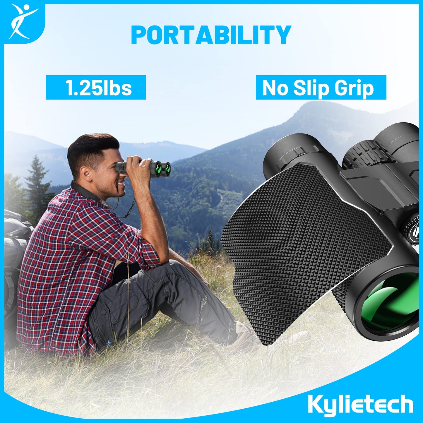 Adult binoculars, Kylietech 12x42 binoculars with tripod, Waterproof bird-watching binoculars with BaK-4 prisms, FMC lens, phone adapter for photography, star gazing.