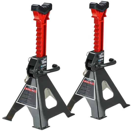 2X Jack stands with rubber - 3T support stands - Height adjustable from 295 mm to 425 mm - Jack stand base - Car stands for vehicles - Support foot