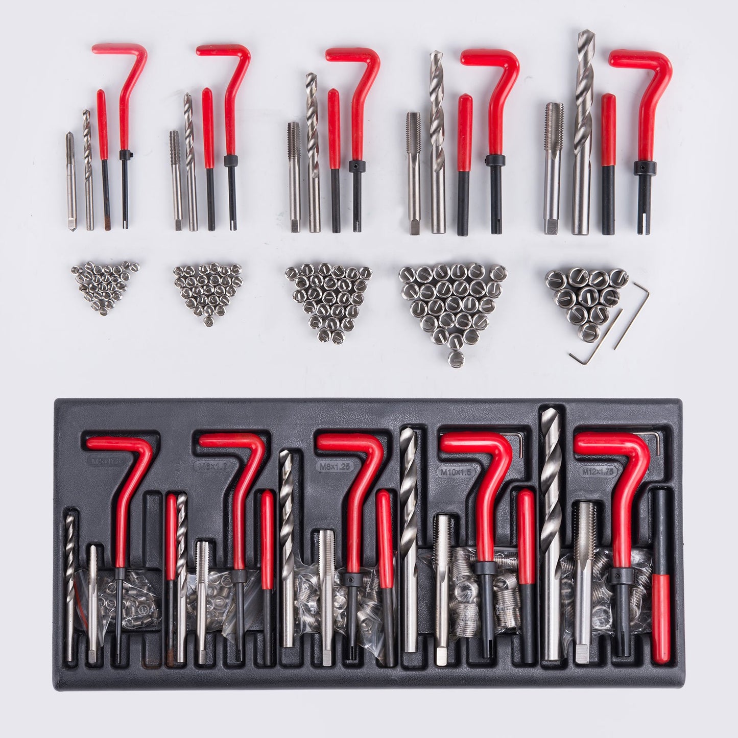 Orion Motor Tech 131-piece Thread Repair Kit Helicoil Set Thread Repair Tools Drill Sleeves M5 M6 M8 M10 M12 Inserts Sleeves.