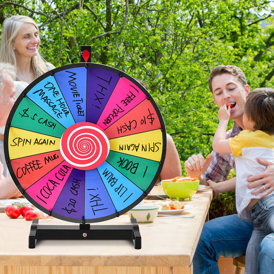DREAMADE 18-inch spinning fortune wheel, table wheel for lottery games Wheel of Fortune Colorful, prize wheel with complete accessories, for advertising word games (φ46cm 14 color sectors)