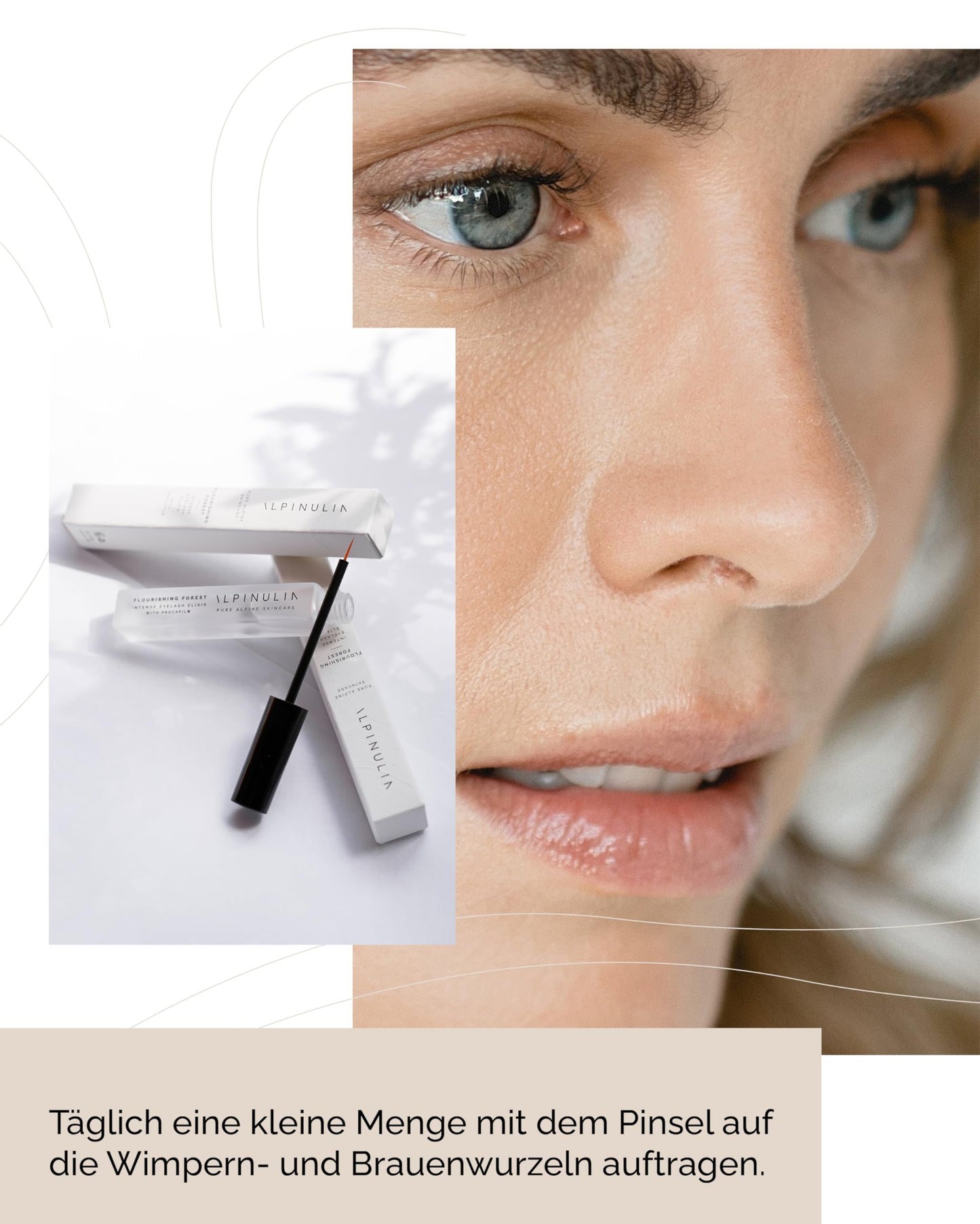 Alpinulin Flourishing Forest eyelash serum without hormones 8ml - Lash serum for healthy, thick eyelashes and eyebrows without hormonal side effects.