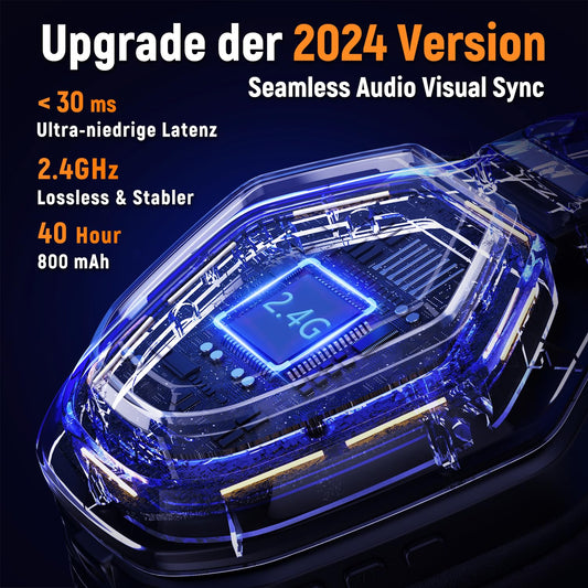 Ocean Wireless Gaming Headset with Microphone, 2.4G & Type-C Transmitter, 30 hour battery life, RGB lighting Gaming Headphones for PS5, PS4, PC, Phone
