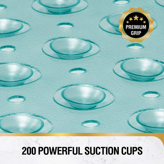 HITSLAM non-slip bathtub mat, 101 x 40cm extra long anti-slip mat for bathtub, non-slip shower mat BPA free, mold resistant & machine washable bath mat, green