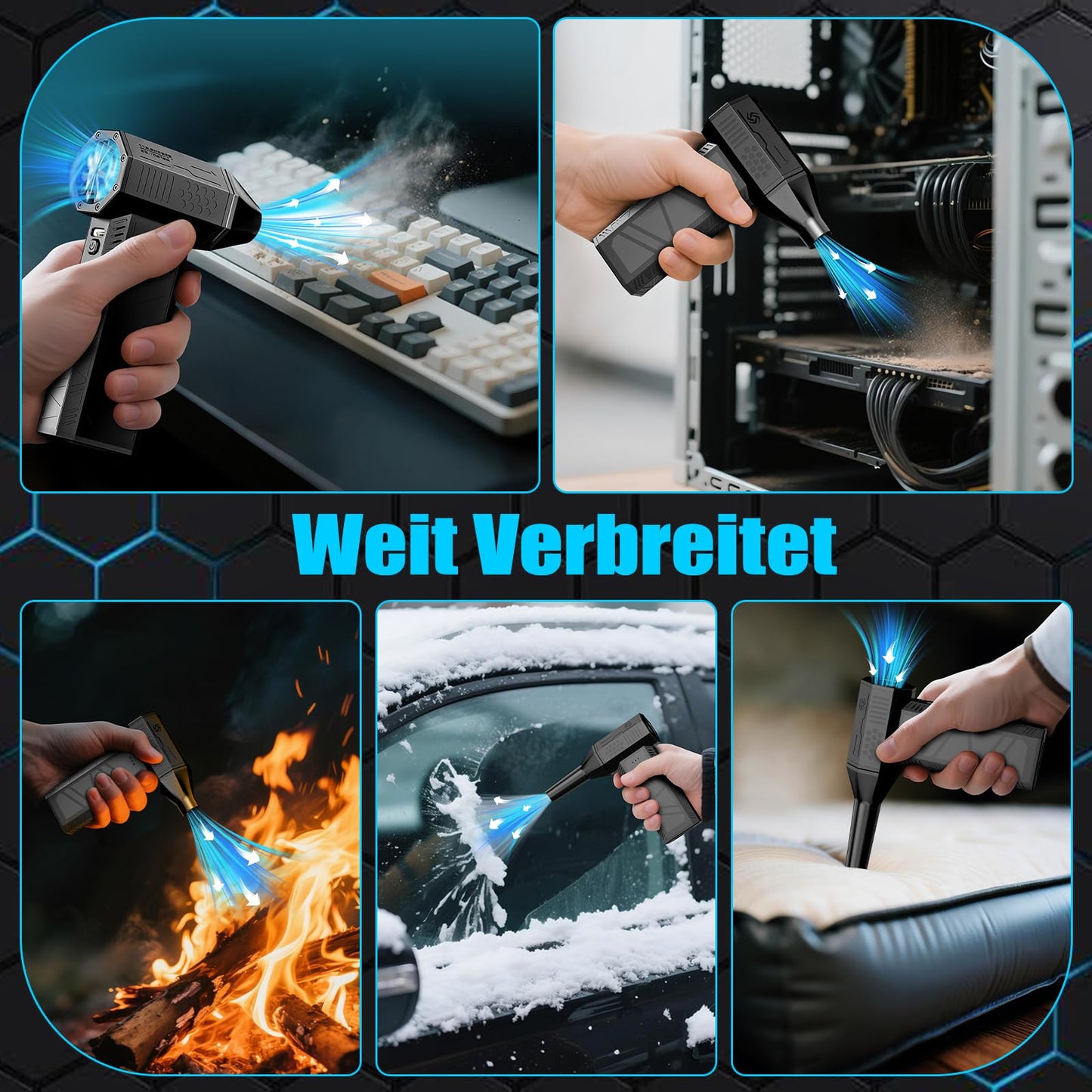 Electric Air Duster, 130000RPM Electric Dust Blower Air Spray, 3-Speed Mini Electric Dust Blower, Super Power Turbo Blower for Computer, Keyboard, Home, Outdoor, and Car