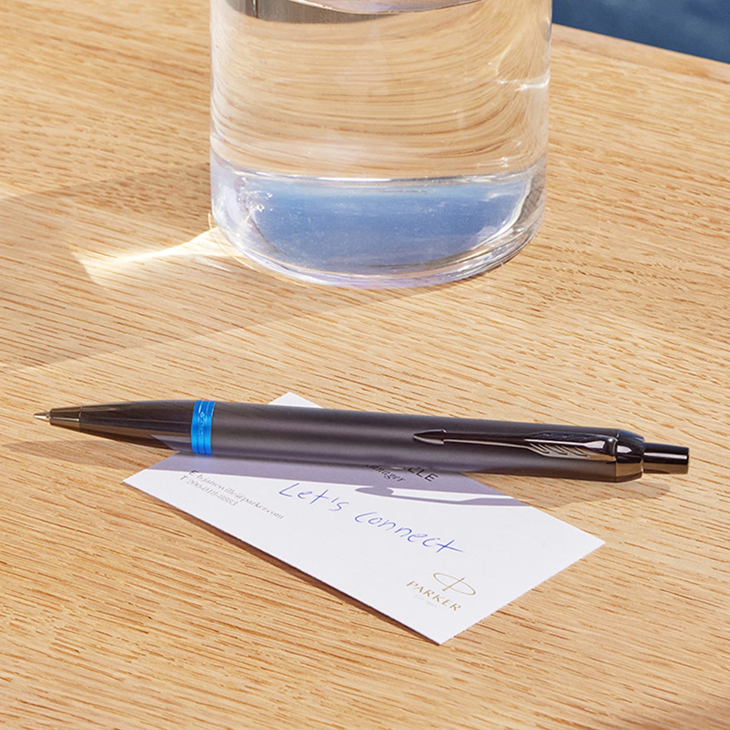 Parker IM Vibrant Rings Ballpoint Pen | satin black with navy blue accents | medium point with blue refill | gift box