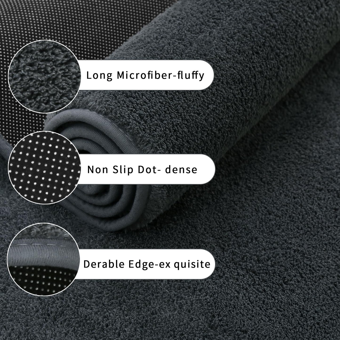 Rururug carpet living room 160x230 cm microfiber short pile carpet soft fluffy, modern large carpet washable rugs for living room, anthracite
