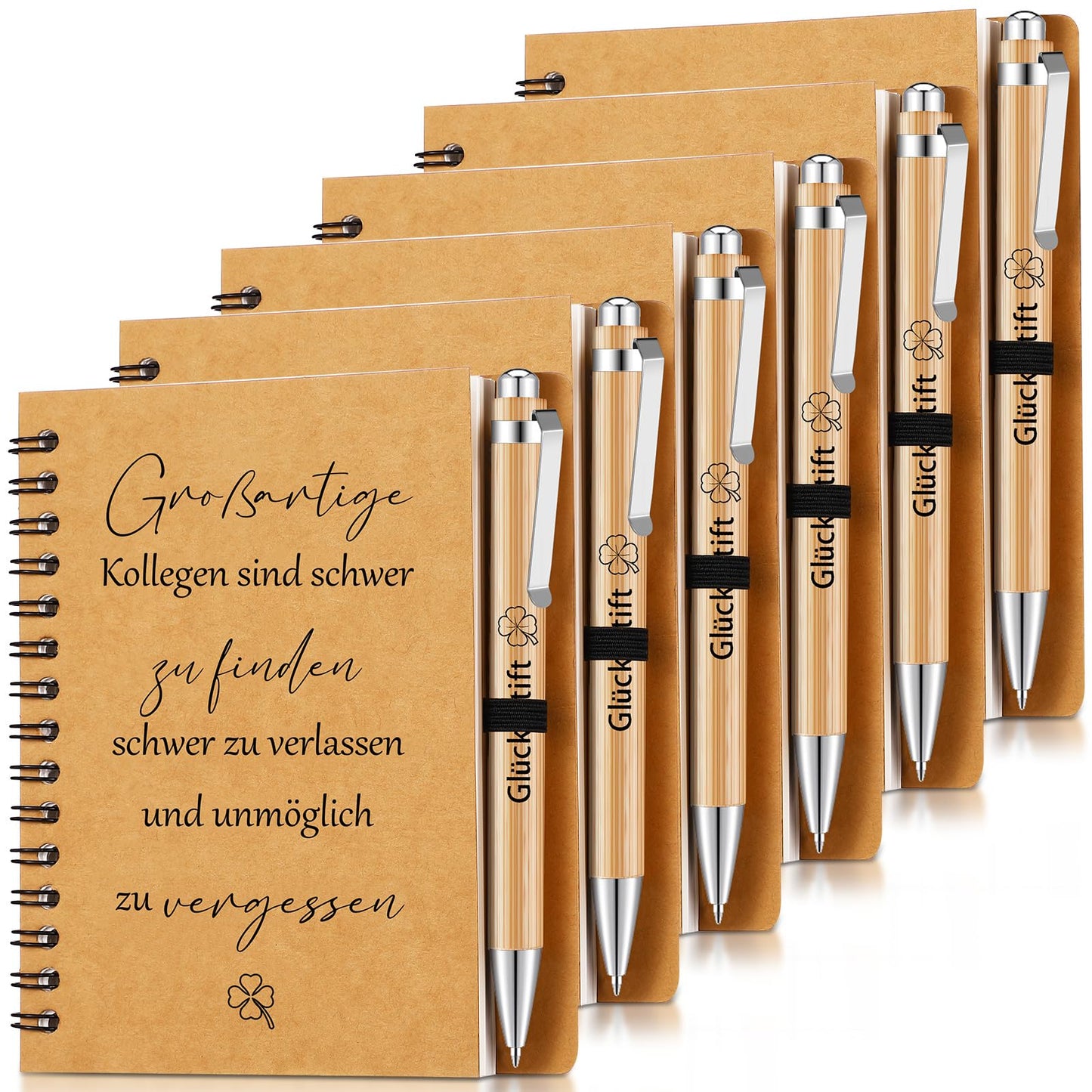 Sinmoe 6 Piece Farewell Gift for Colleagues Gift for Coworker Job Change Employee Thank You Spiral Notebook Lucky Pen Wood Ballpoint Pen (Great colleagues are hard to find)