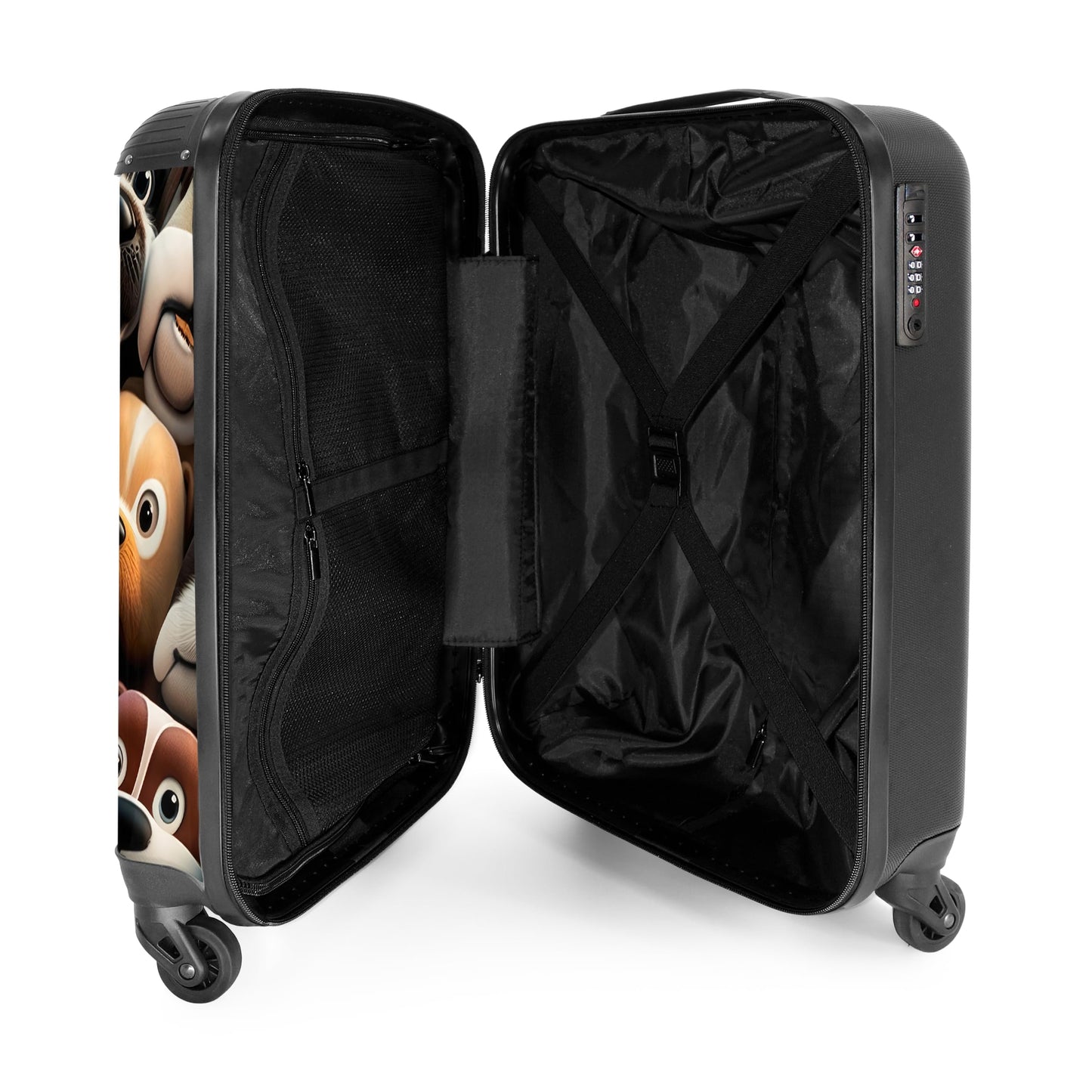 NoBoringSuitcases.com® Children's Suitcase Kids Trolley, Travel Trolley - Dog - Animals - Pattern - Brown - Kids Luggage Suitcase small, Carry-on Trolley 55x40x20