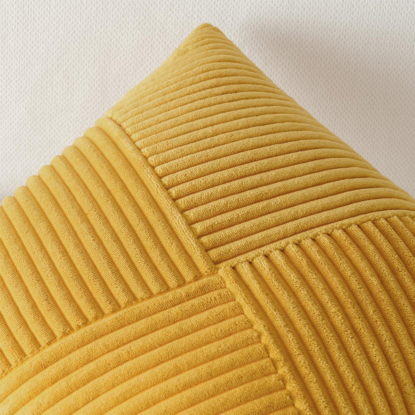 Topfinel Pillow Cover 24x24 Yellow Corduroy 2-Pack Windmill Striped Pillowcases Cushion Cover Decorative Throw Pillow Case Patchwork Design for Living Room Bedroom Couch