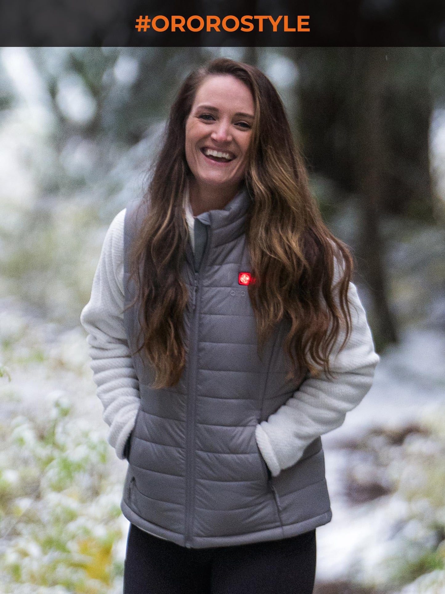 ORORO Women's Heated Vest with Powerbank, Women's Heated Vest Up to 10 Hours of Warmth - Charger Not Included (Silver Grey, M)