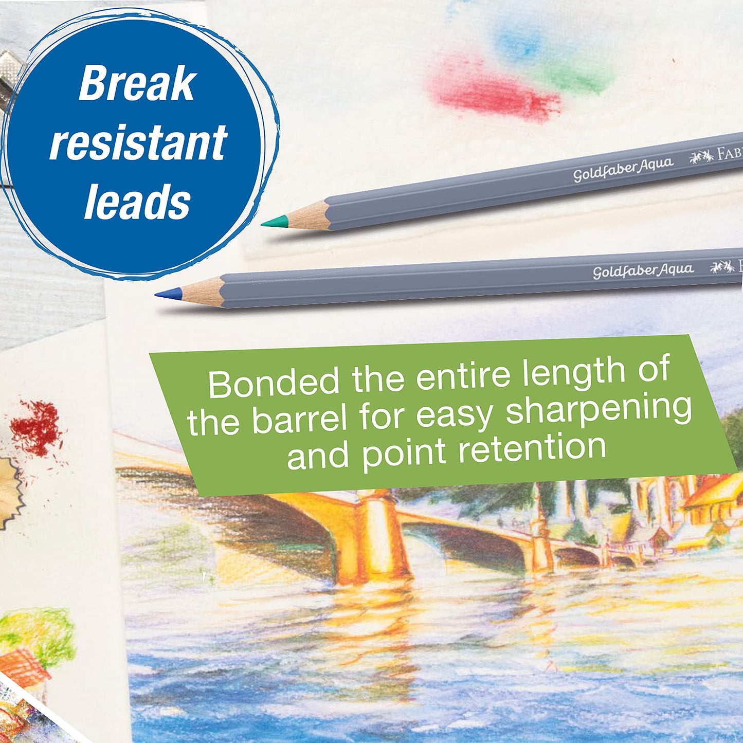 FABER-CASTELL 114648 - Goldfaber watercolor pencils, 48-piece colored pencil set, break-resistant, completely water-soluble