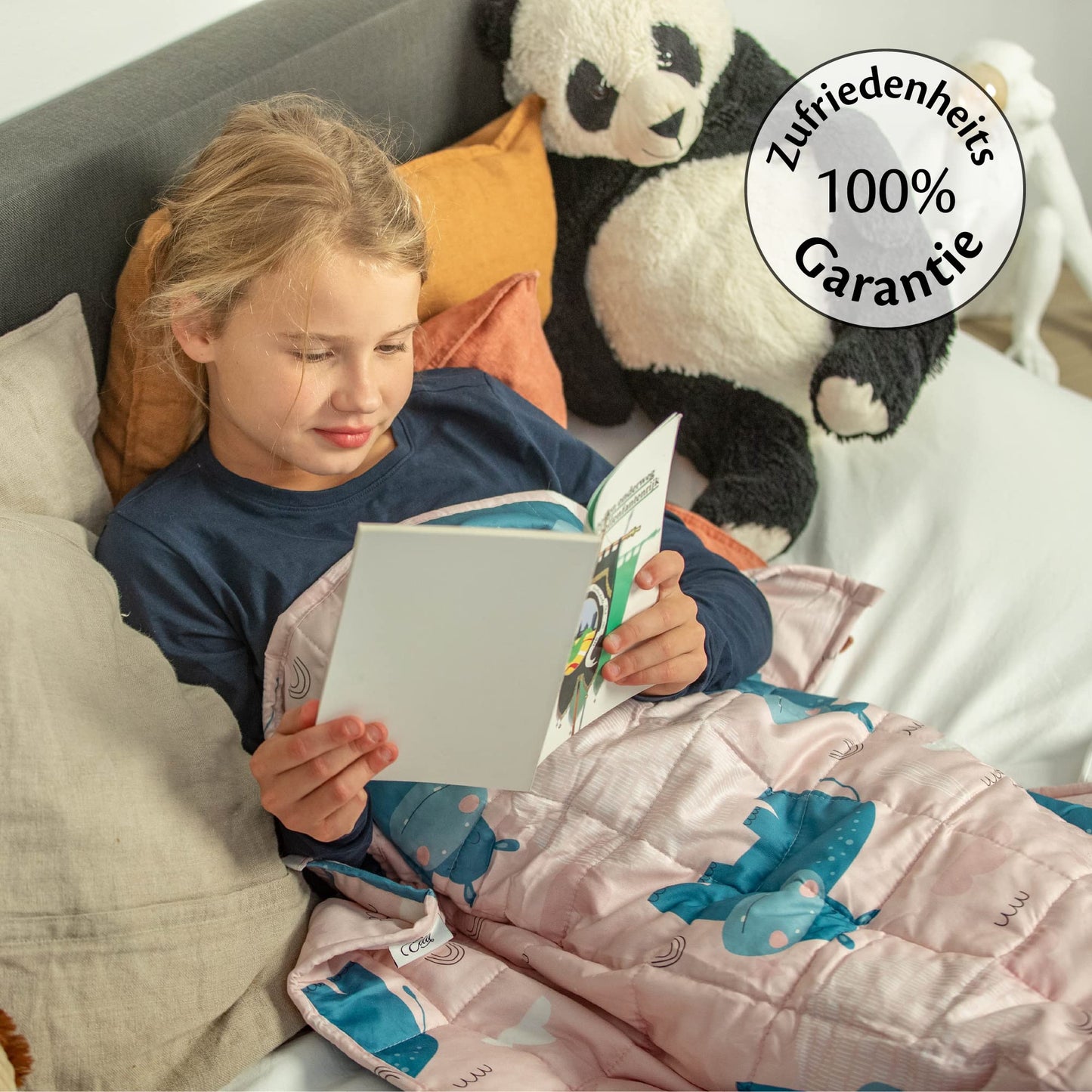 Ella Kids Weighted Blanket 5.3 lbs 36x48 inches - Therapy Blanket, for stress relief & anxiety, Hypoallergenic Glass Beads, soft & cooling Cotton Outer Layer, for children 33-55 lbs - Hippo