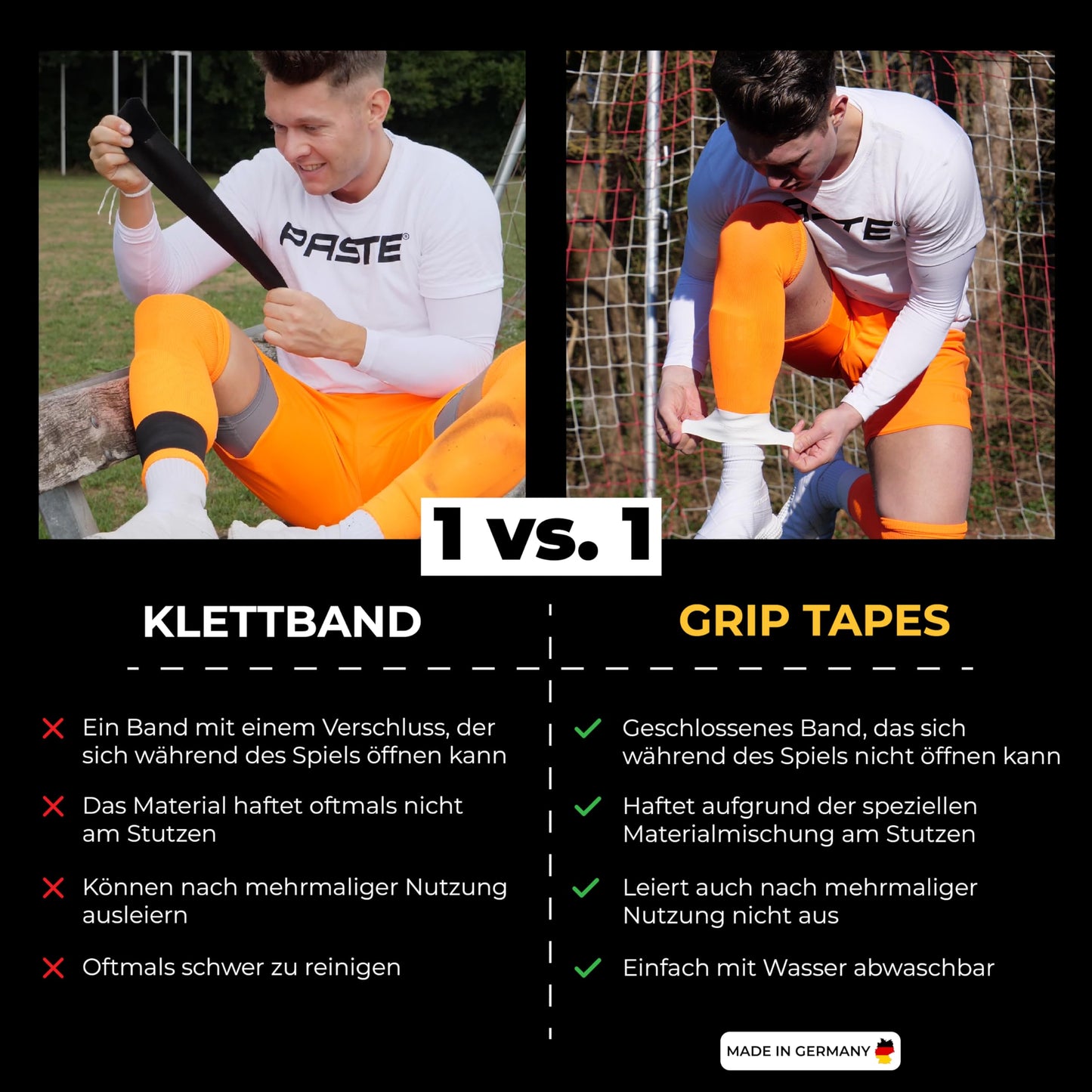 PASTE® Shin Guard Holder Soccer Silicone Men, Women, Kids Black - Support for Soccer Socks as Shin Guard Holder, Sock Holder, Grip Tapes for Soccer Socks, Ankle Strap