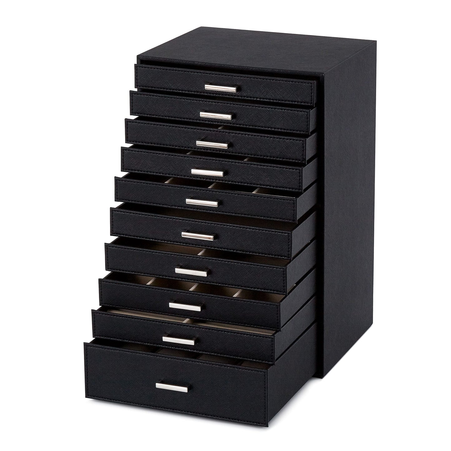 Mondeer Extra Large Jewelry Box, Jewelry Box Organizer for Necklaces Earrings Bracelets Rings, 10 Layers PU Leather Jewelry Storage Bag Women Girls Ladies Gift, Black