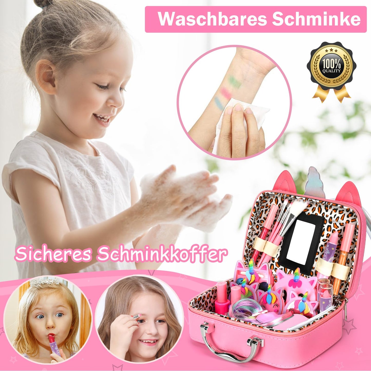 Children's makeup, makeup kit for girls, makeup toys - kids makeup set, makeup for children, makeup table gift toys for ages 3 to 12 years.