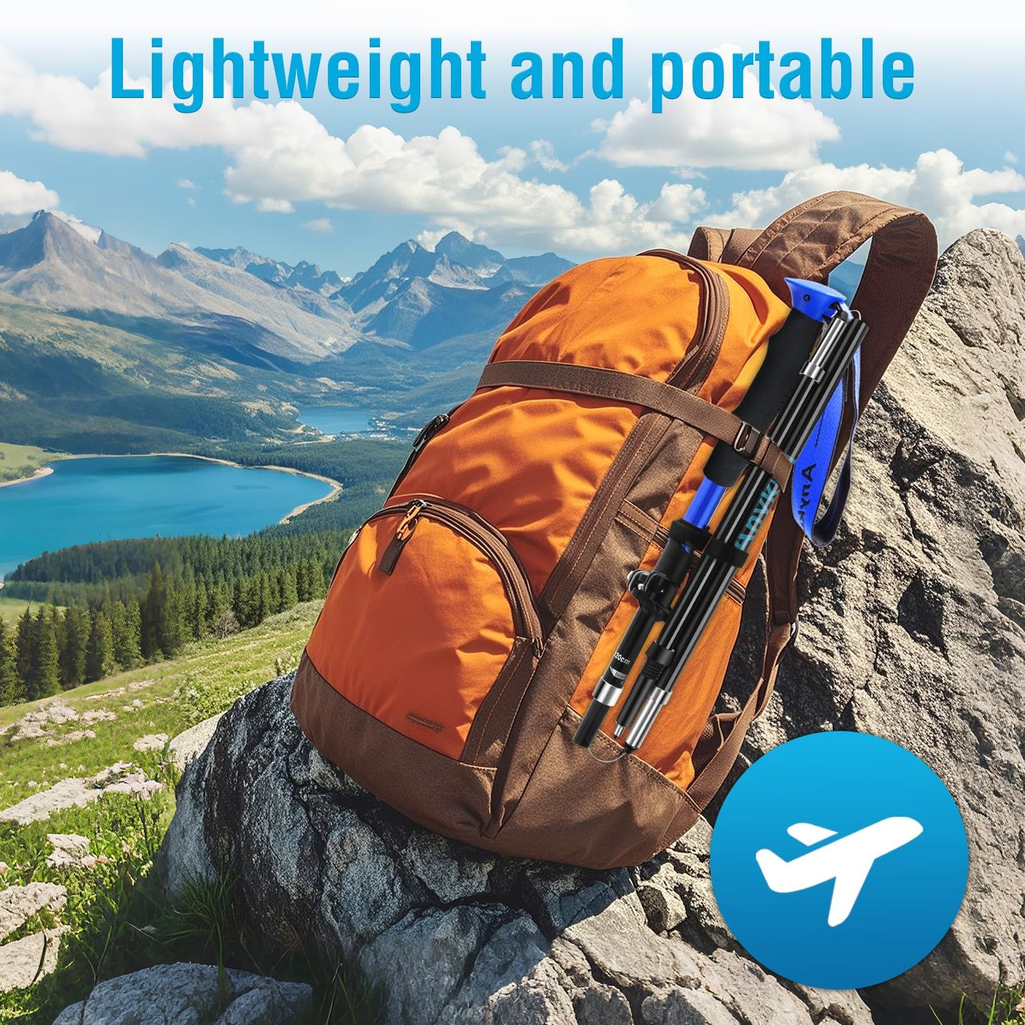 Anykuu hiking poles 2PCS adjustable 110-130cm walking sticks 7075 aluminum ultralight trekking poles with 6 pairs of accessories hiking poles for all terrain walking poles for hiking skiing.
