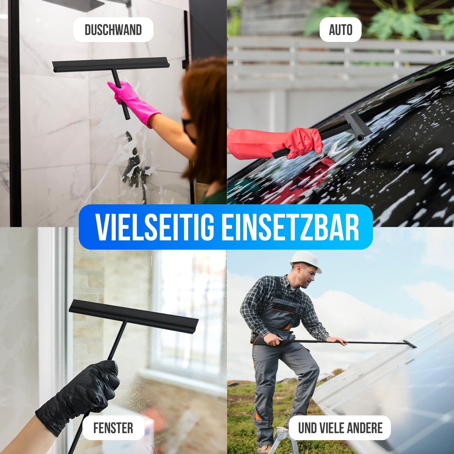 Avalo water squeegee floor wiper with handle - Luxury floor wiper - Aluminum water squeegee - Shower squeegee - Bathroom - Black - 136x40 cm.