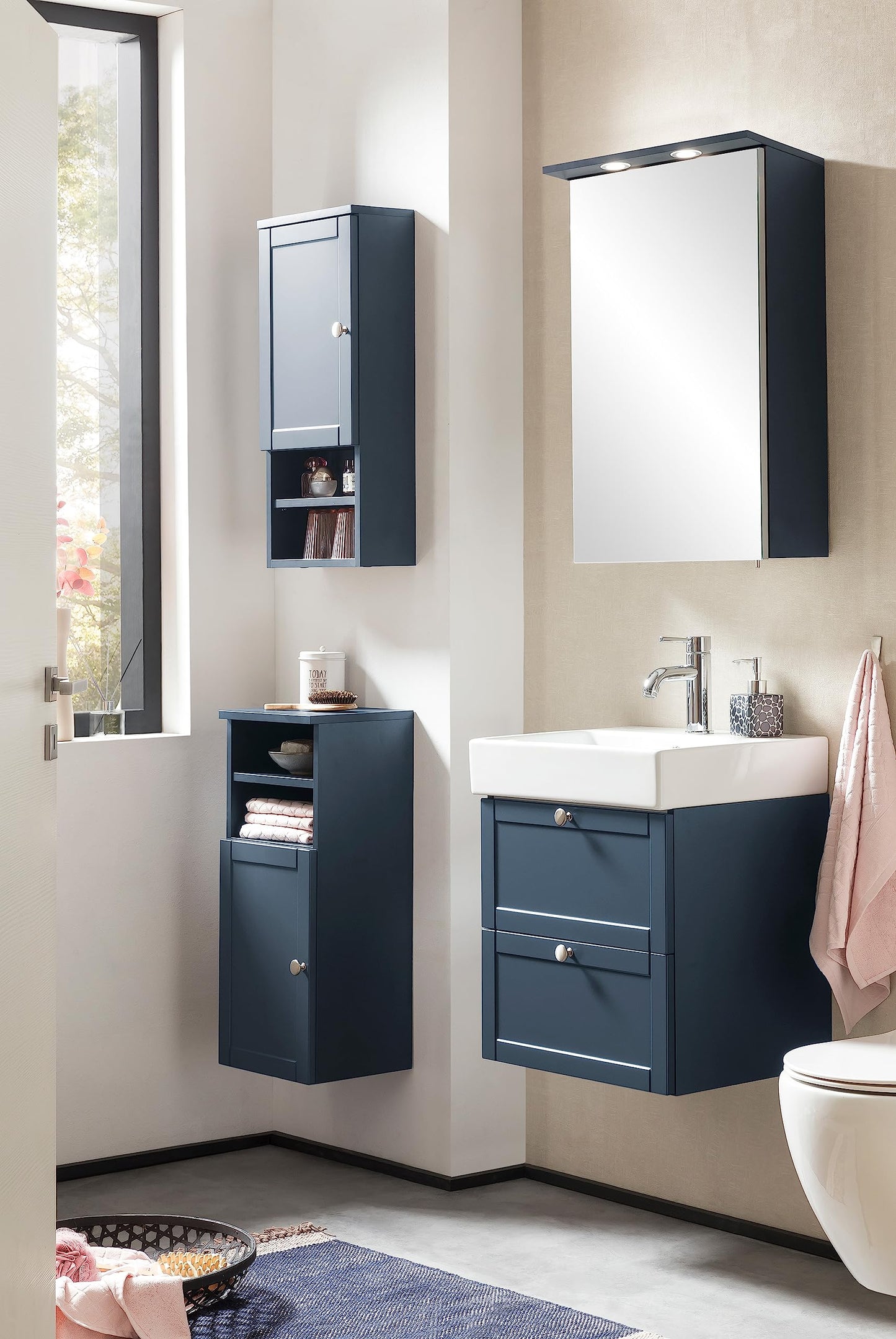 Schildmeyer mirror cabinet Jesper 155426, midnight blue, 50.4 x 16 x 72.3 cm