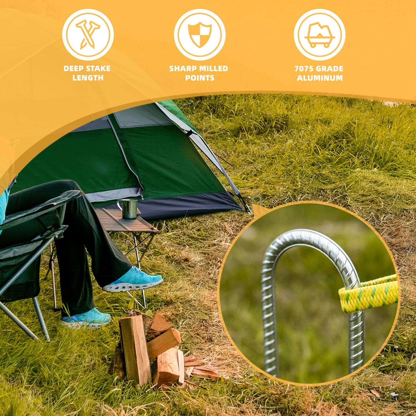 Ground anchor for trampoline, heavy duty metal 32cm ground stakes with U-shape design, galvanized steel pegs with chisel tip end, perfect for securing tents and trampolines (6 Pack, Silver U-shaped).