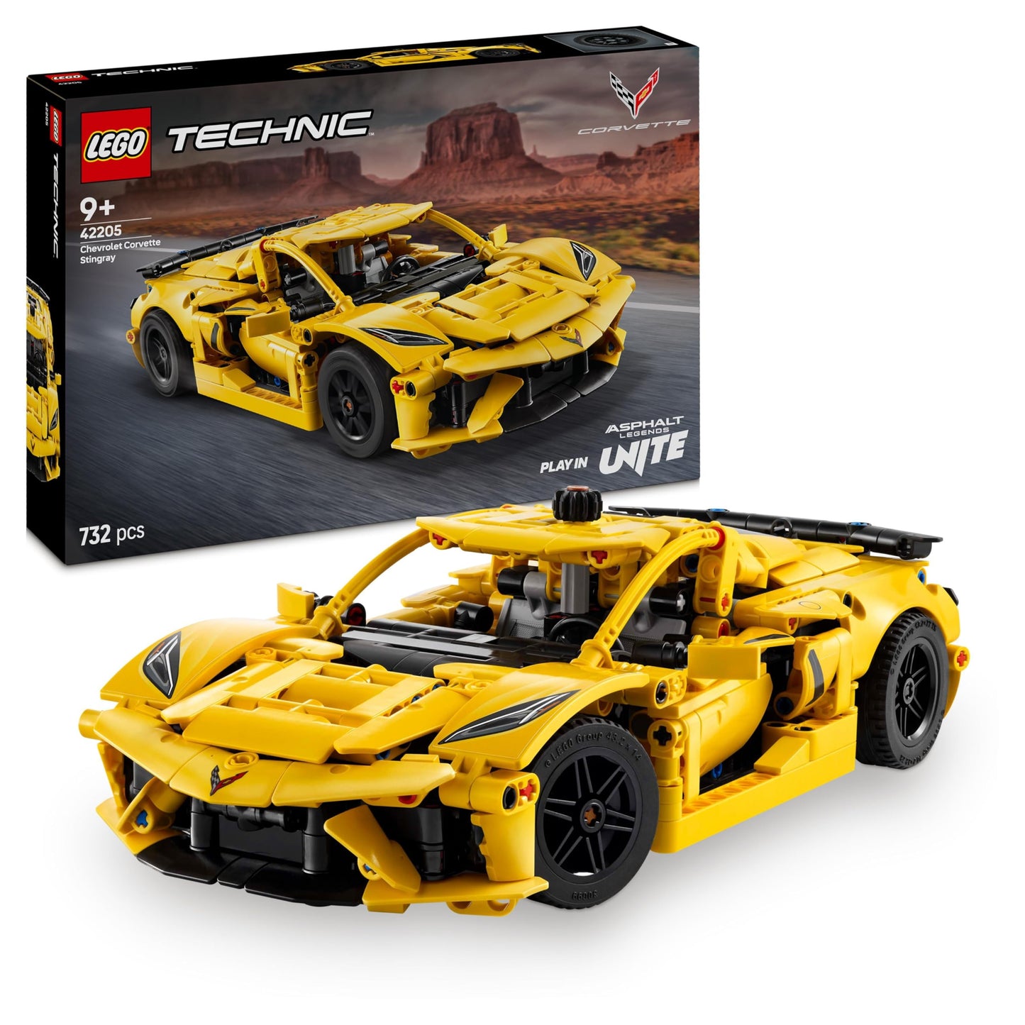 LEGO Technic Chevrolet Corvette Stingray - Collectible building toy - Toy sports car model - Gift for boys and girls ages 9+ who love toy cars 42205