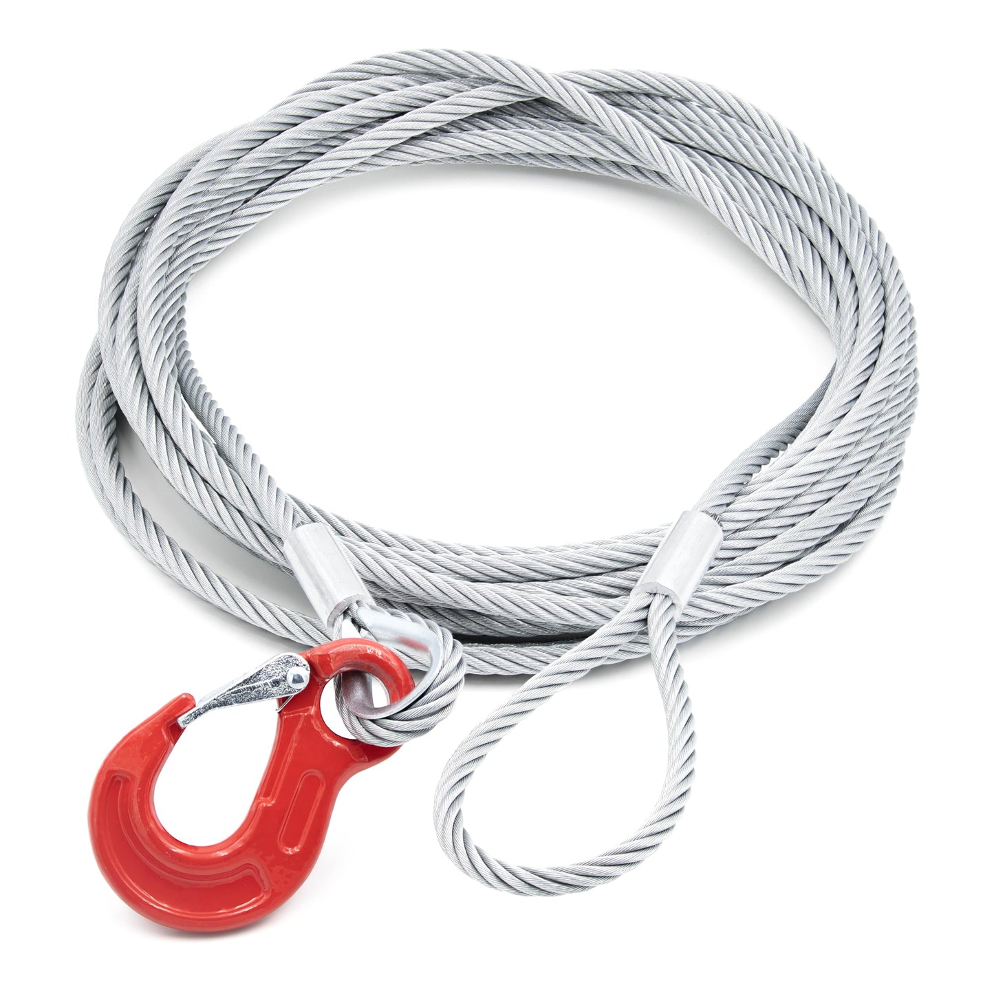 ALFA LOGISTICS Fall rope 8mm diameter 8m length with hook and eye - Wire rope with hook - Steel rope with eyes and hooks - Reliable forestry rope