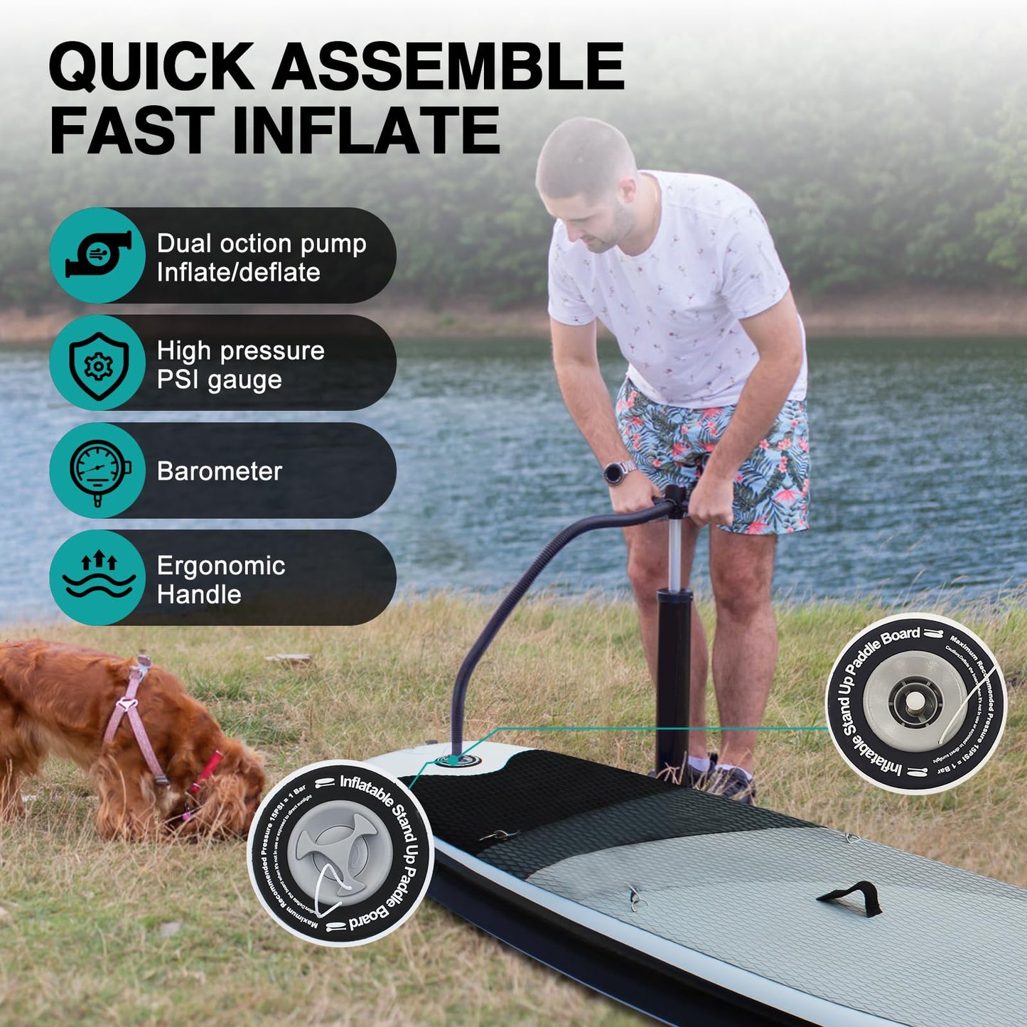 Stand Up Paddle Board with seat, Inflatable SUP Board Surfboard, 440lbs capacity, Paddle board accessory for beginners, adults, kids (Black, 320 x 82 x 15 cm)