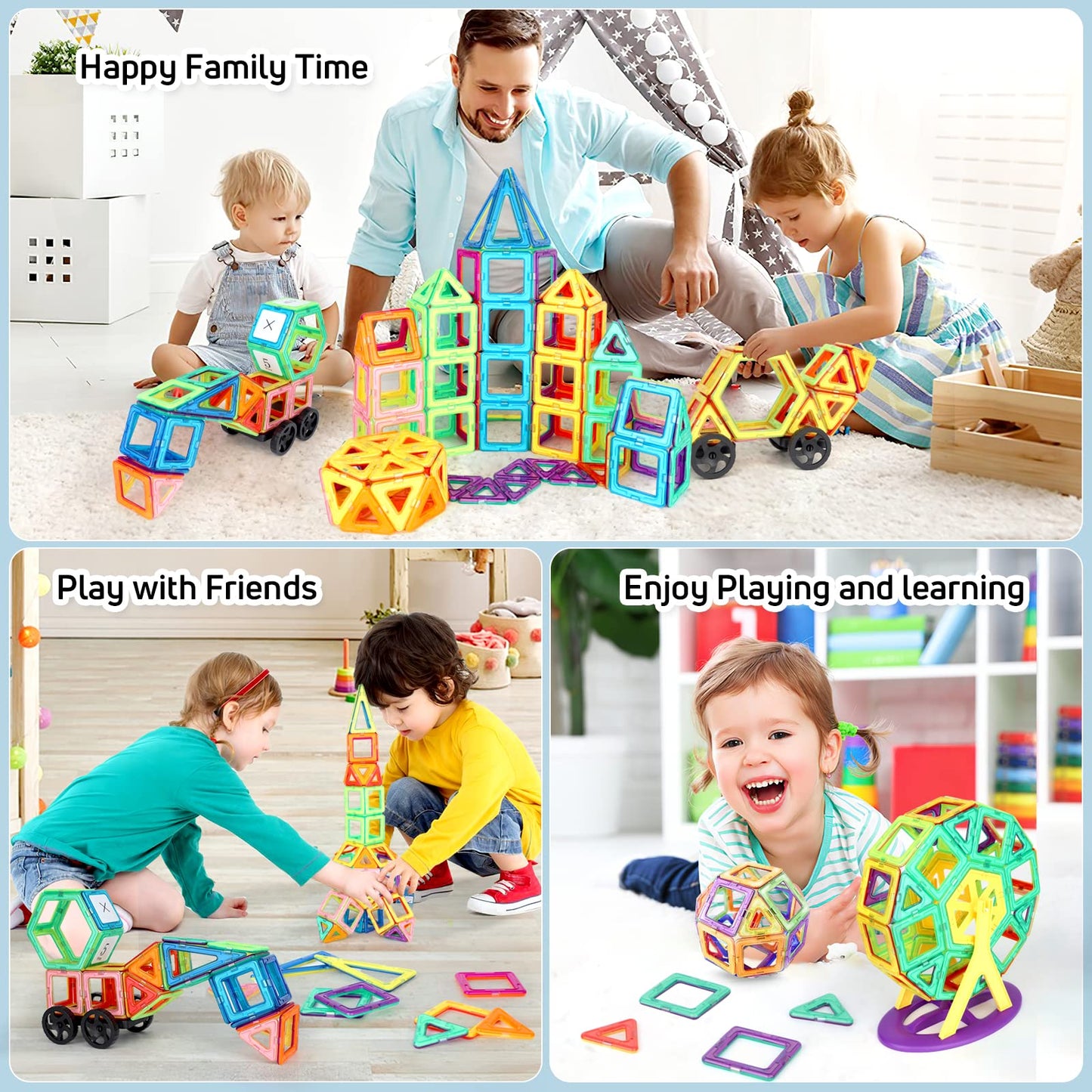 mysoler Magnetic Building Blocks 106 Pieces mini Magnets Kids Magnetic Toys Magnet Toy Magnet Blocks for Children aged 3 and up for Boys and Girls-Learning Toys Birthday Preschool