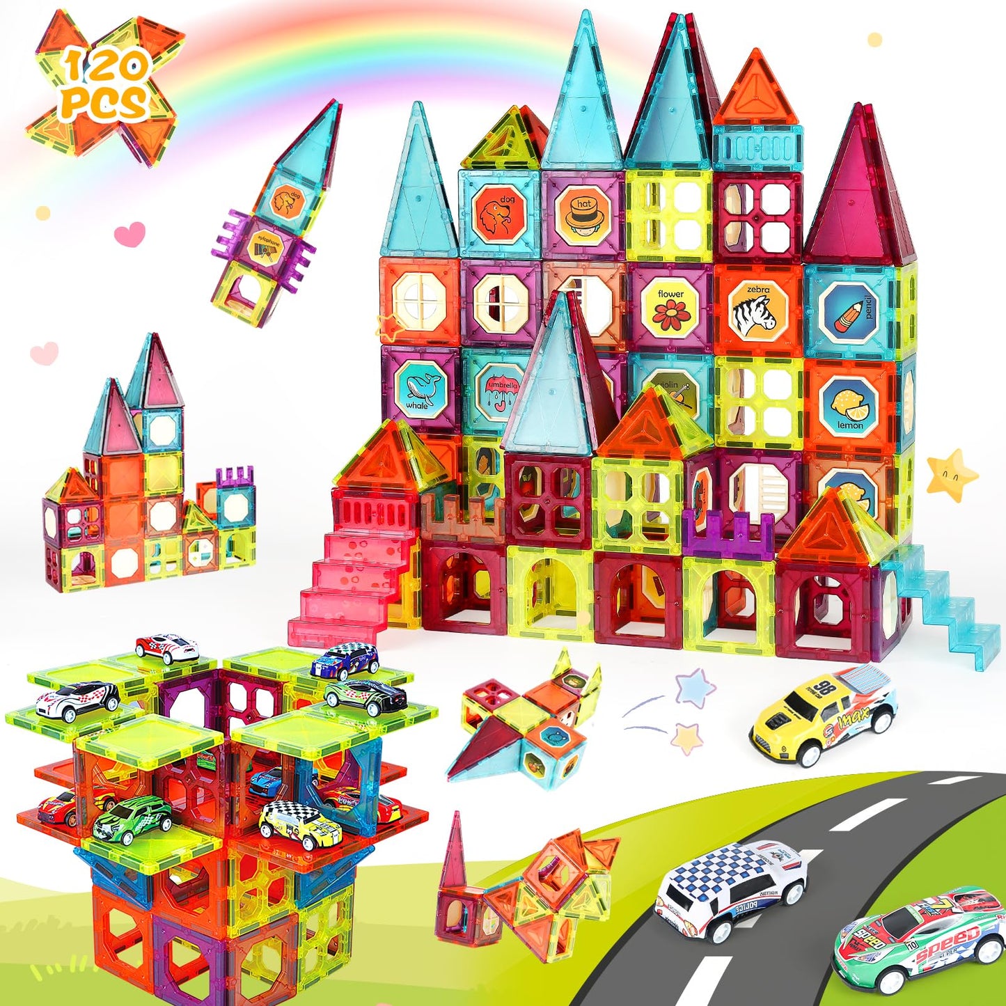 Gavgroom 120-piece Magnetic Building Blocks, Magnetic Toy Magnets Kids Magnetic Blocks STEM Learning Toy Kids Magnet Toy Gift for Boys Girls Building Blocks Children's Toy