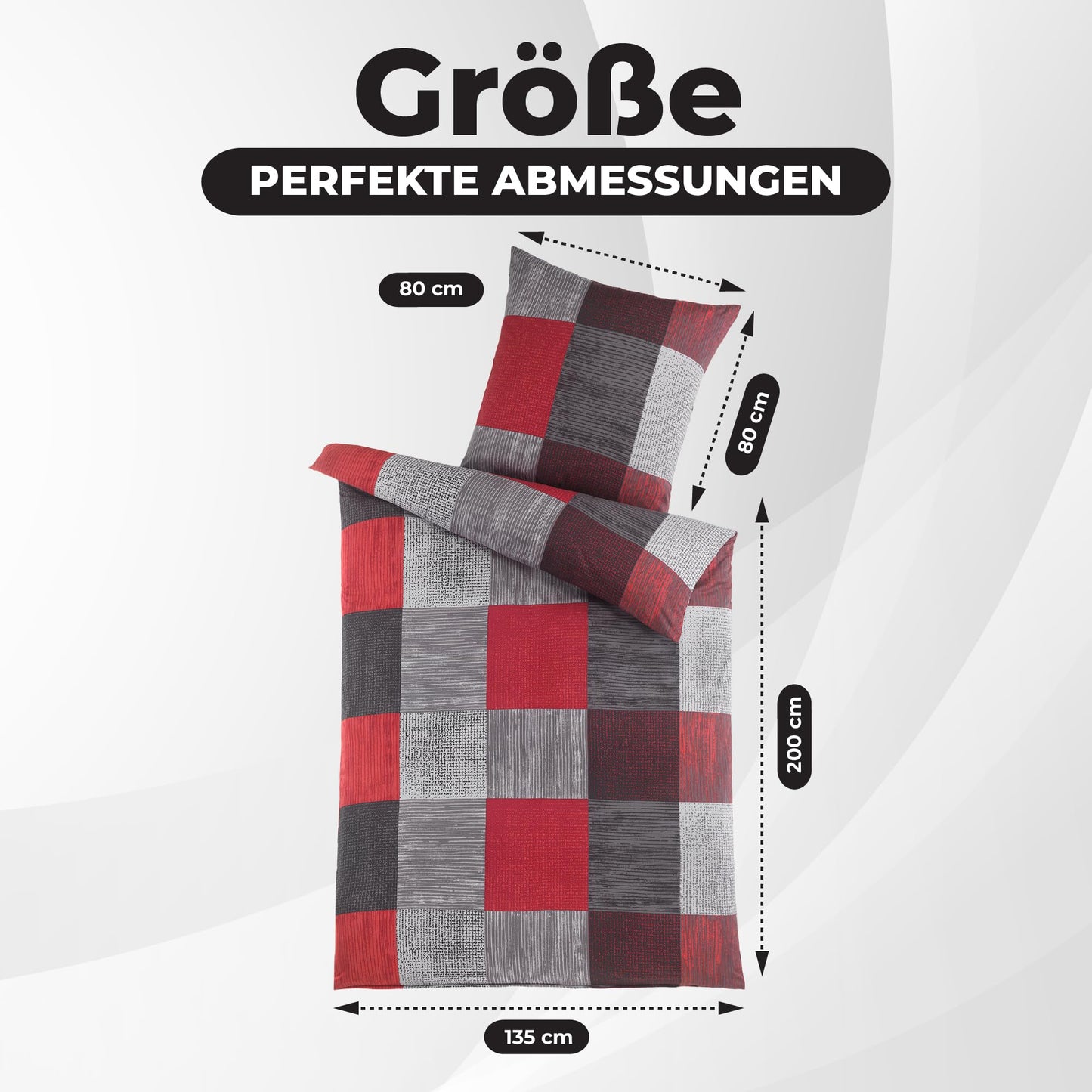 Kuscheli® bed linen 135x200 4 pieces | ÖkoTex certified & suitable for allergy sufferers | Bedding set with 2 duvet covers 135 x 200 & pillowcases 80x80 each | modern & high quality, Color: D04