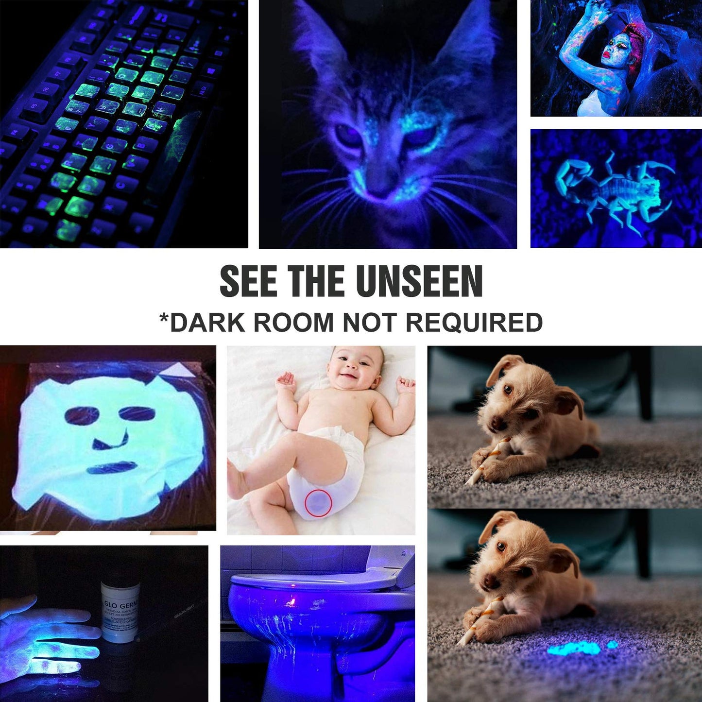 LUMINTOP Tool AA UV flashlight, black light, 365 nm, UV blacklight, IP68, waterproof, 2 modes for pet stains, hunting scorpions, resin curing, leak detection